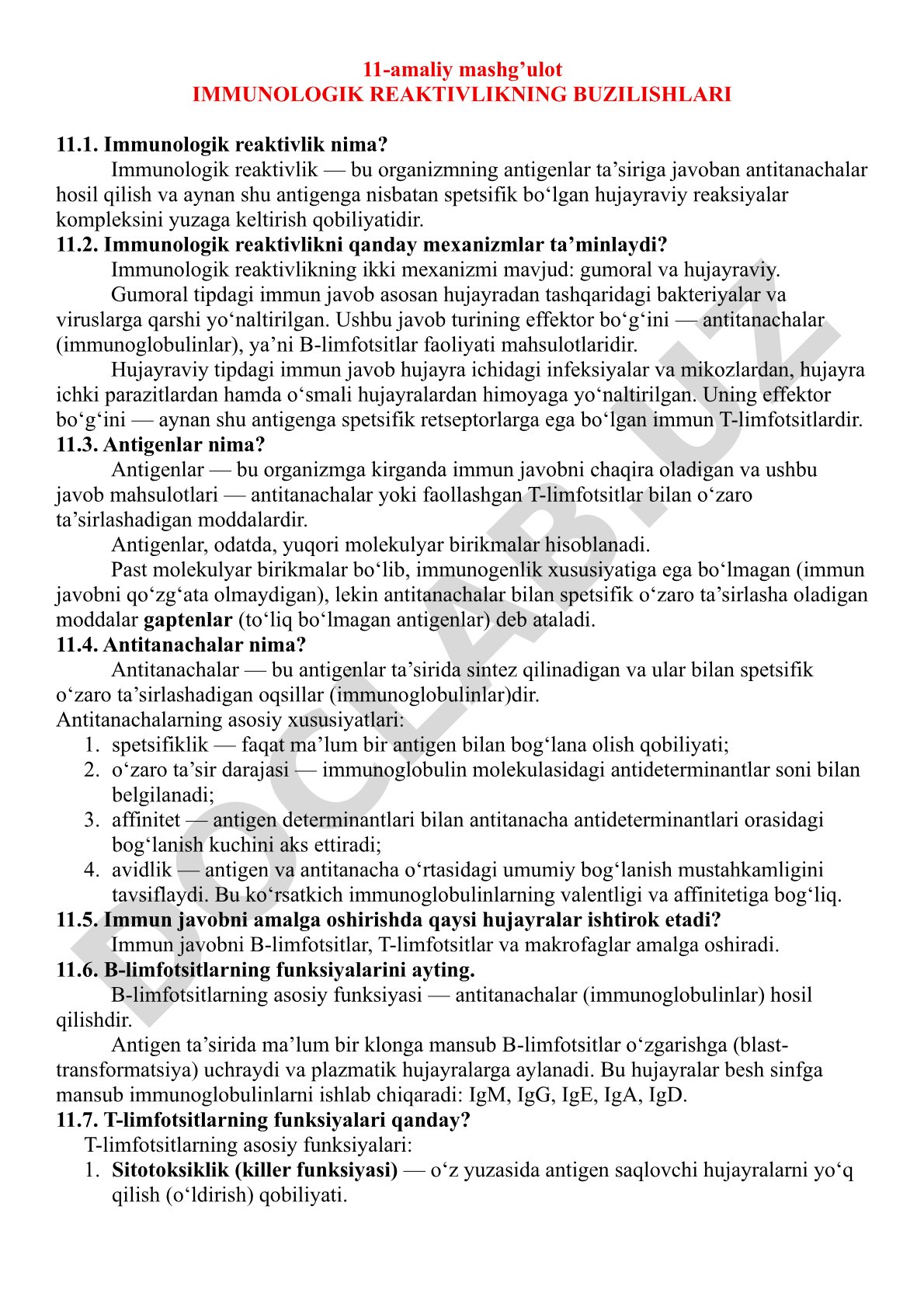 Immunologik reaktivlikning buzilishlari