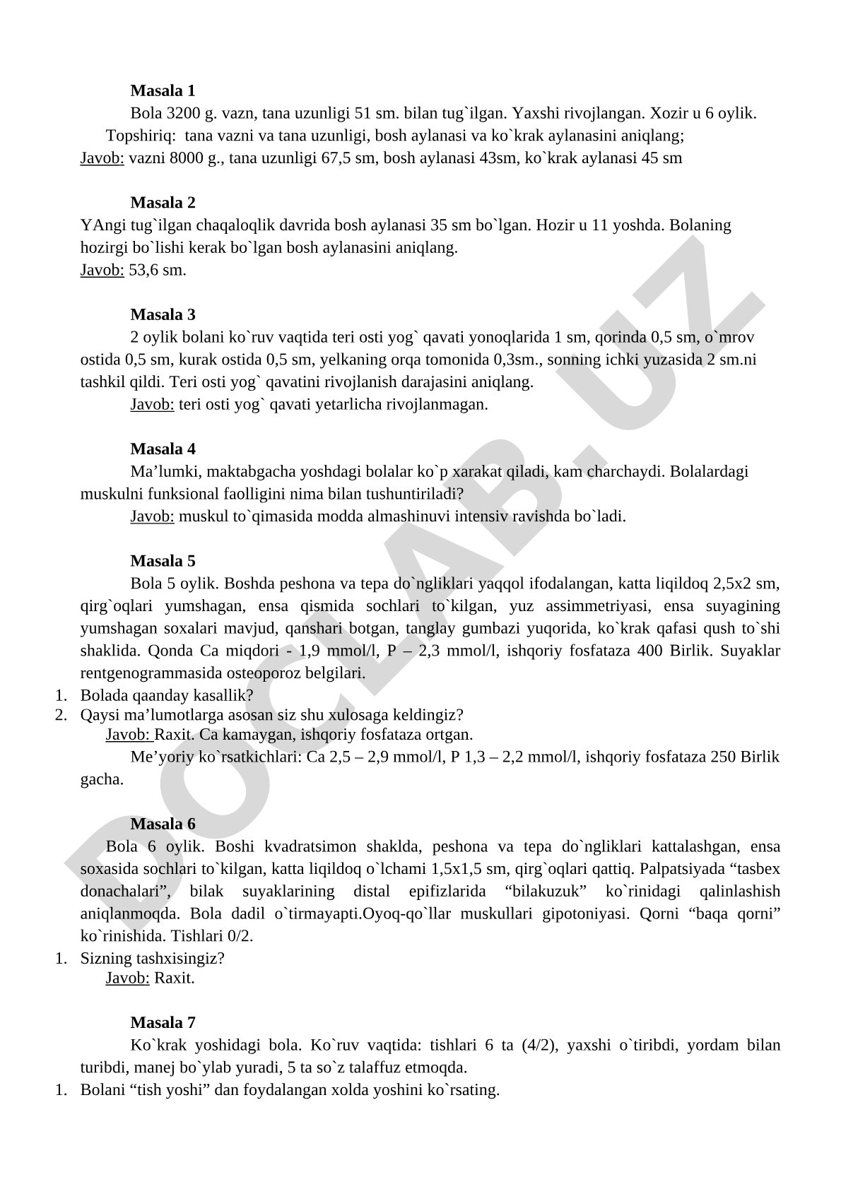 Bolalar antropometrik ko'rsatkichlari va rivojlanishini baholash