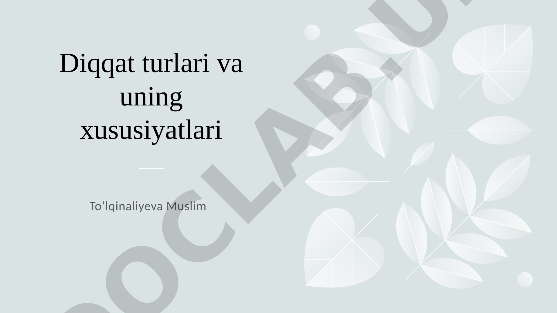 Diqqat turlari va uning xususiyatlari