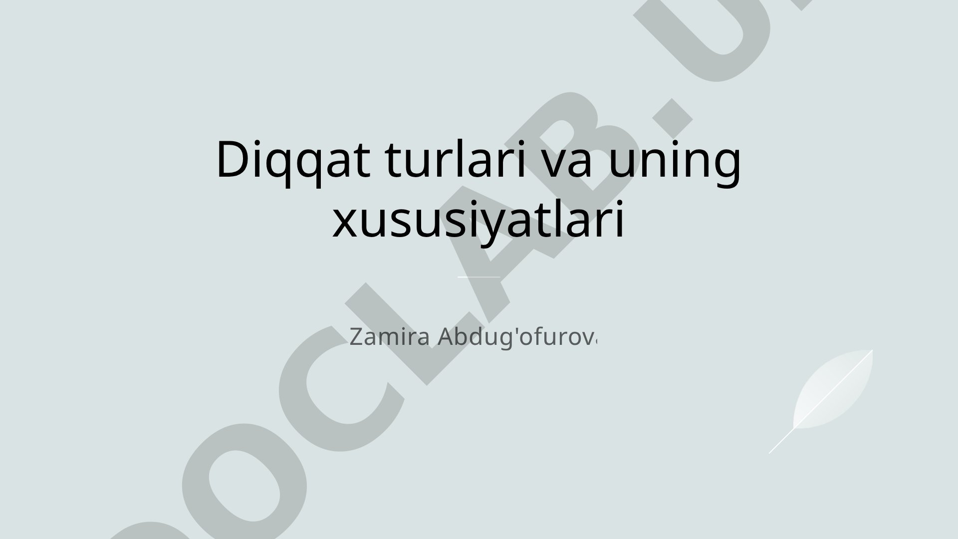 Diqqat turlari va uning xususiyatlari
