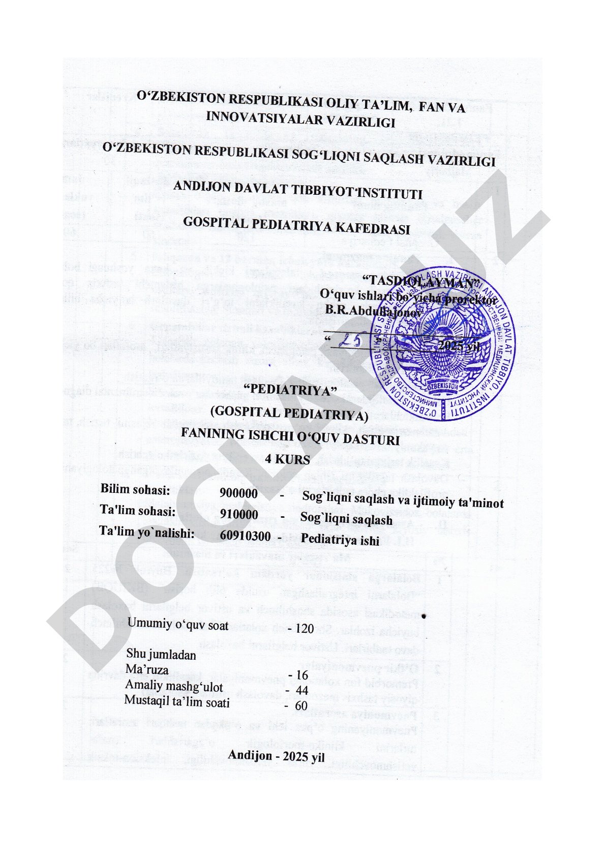 Gospital Pediatriya fanining mazmuni va vazifalari