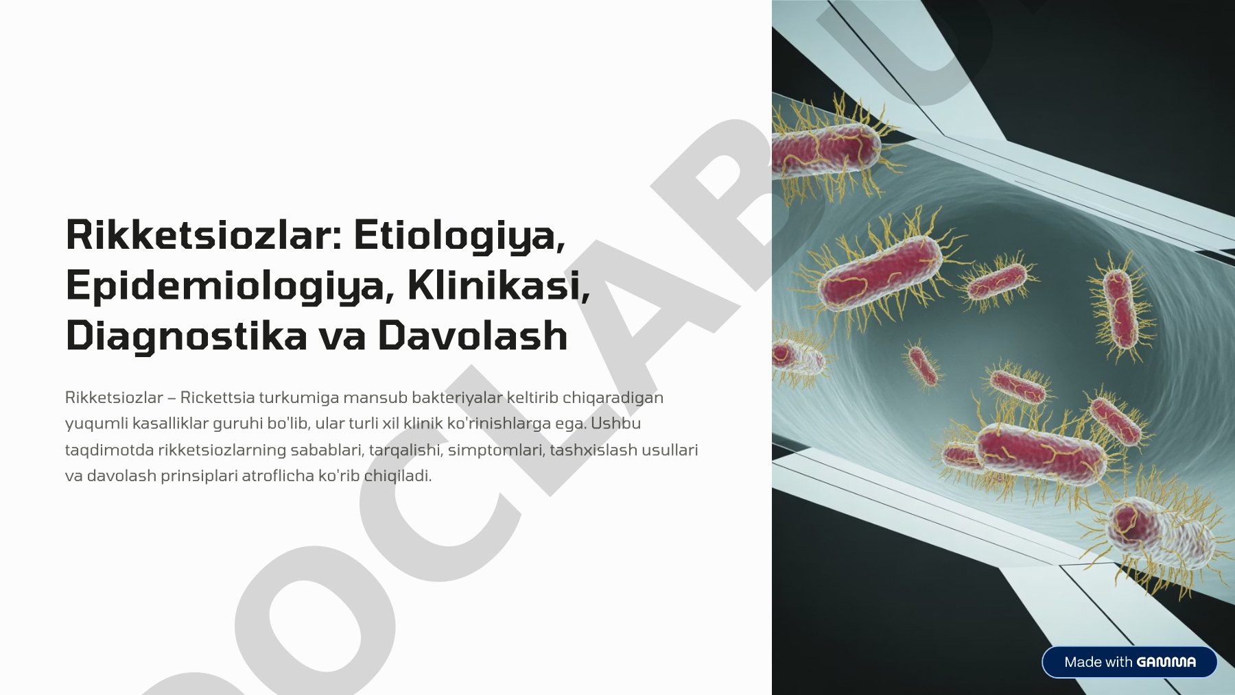 Rikketsiozlar: Etiologiya, Epidemiologiya, Klinikasi, Diagnostika va Davolash