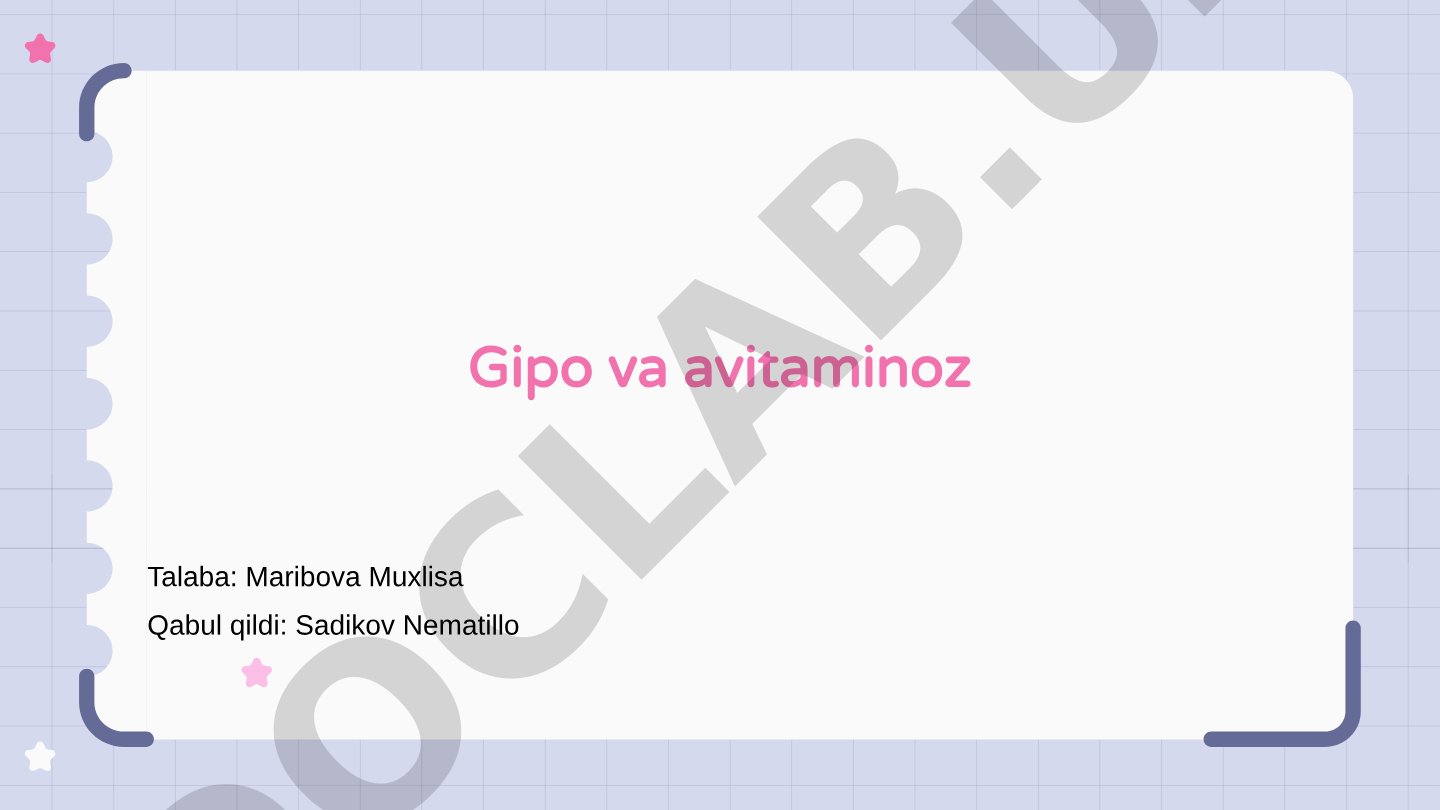 Gipo va avitaminoz