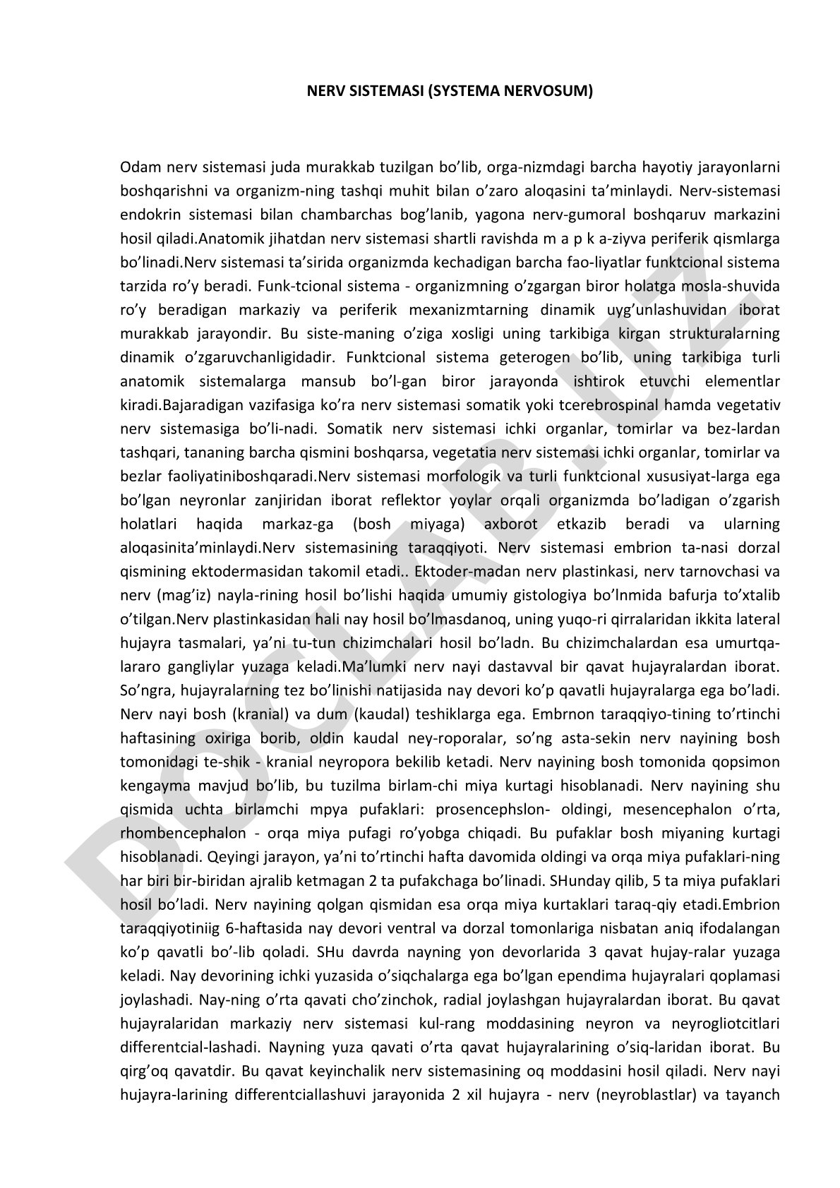 Nerv sistemasi (Systema nervosum)