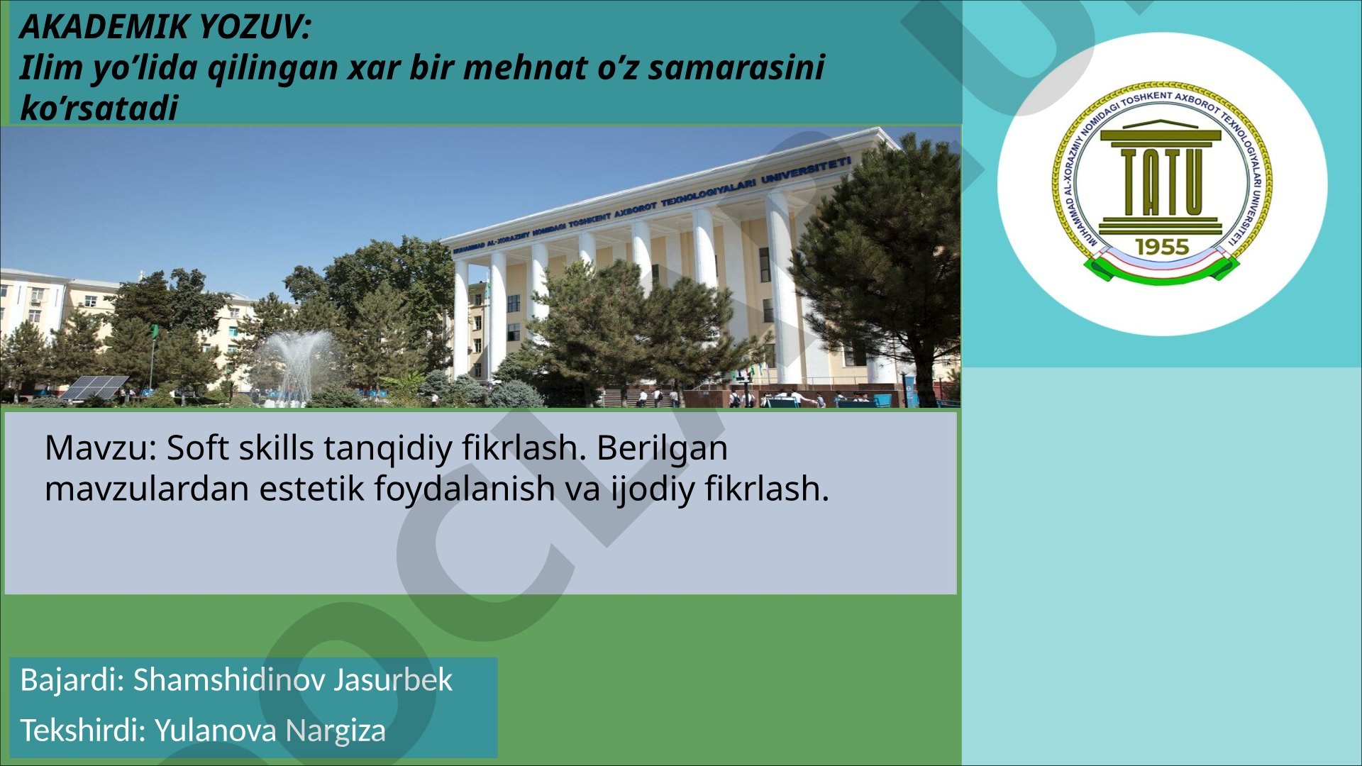 Soft skills tanqidiy fikrlash