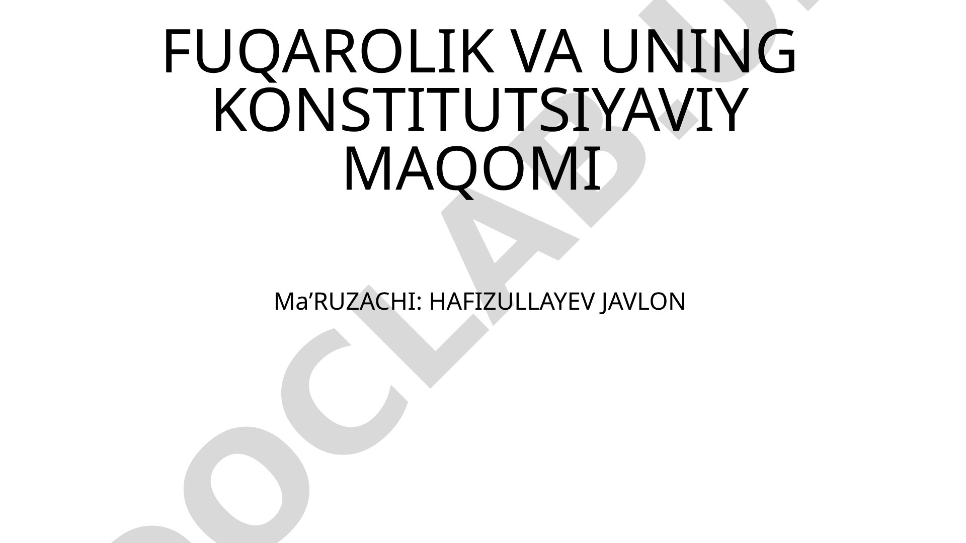 Fuqarolik va uning konstitutsiyaviy maqomi
