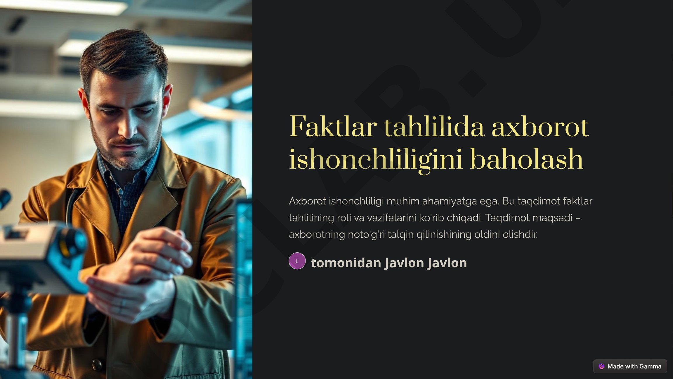 Faktlar tahlilida axborot ishonchliligini baholash
