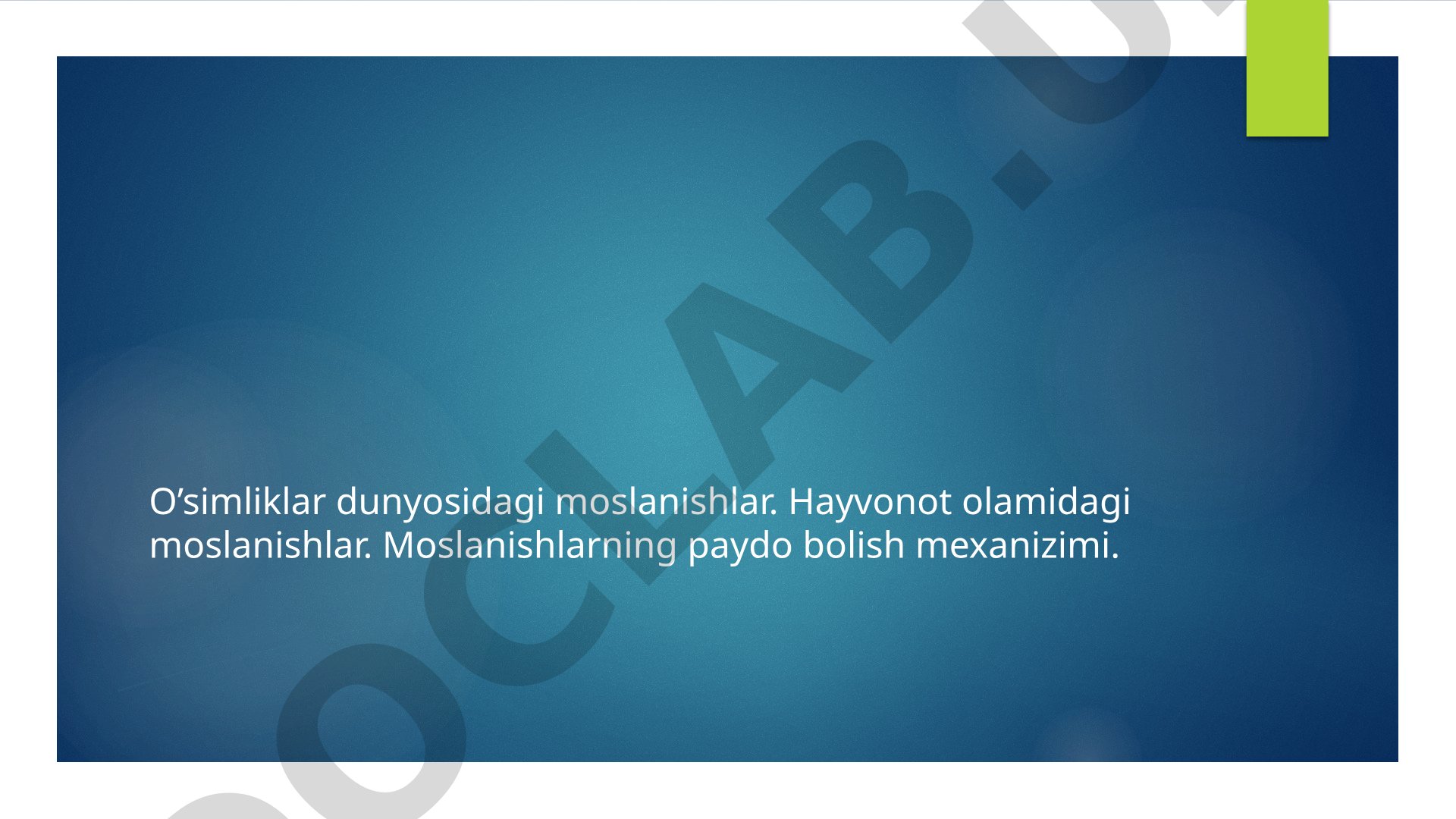 O'simliklar va hayvonot olamidagi moslanishlar