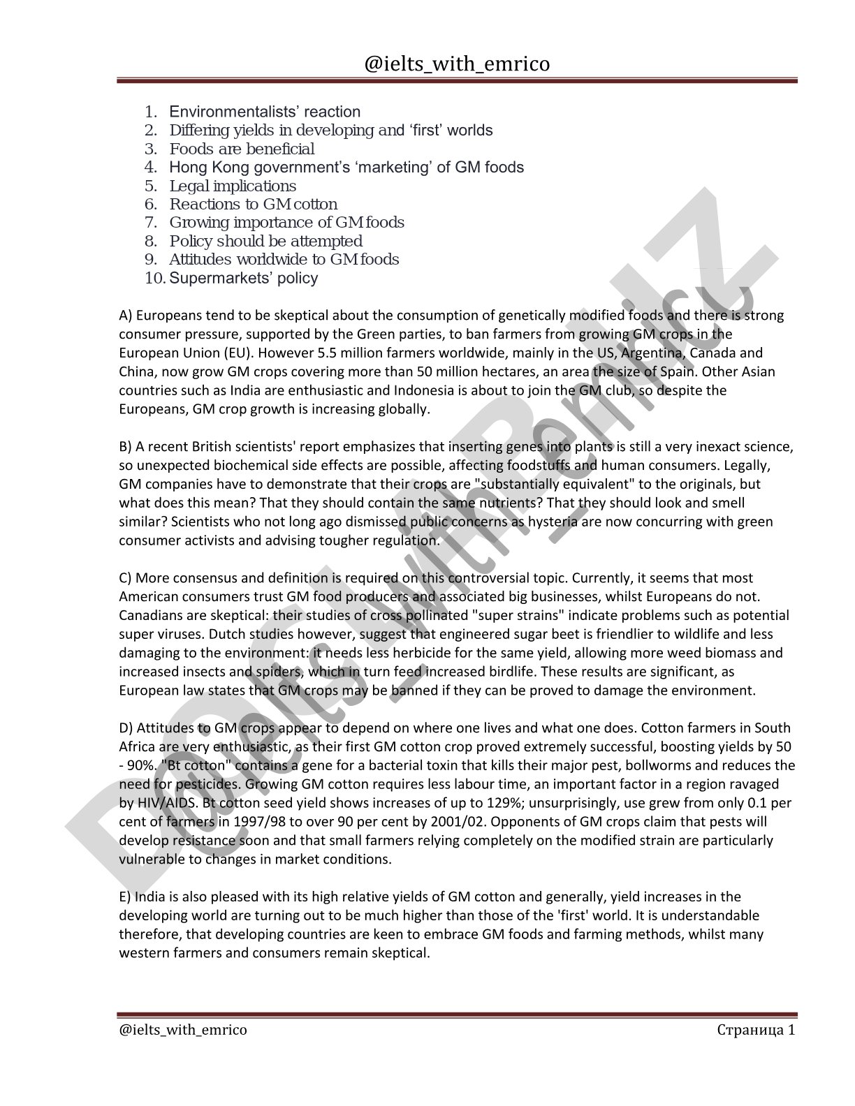 Genetically modified foods: global attitudes and reactions