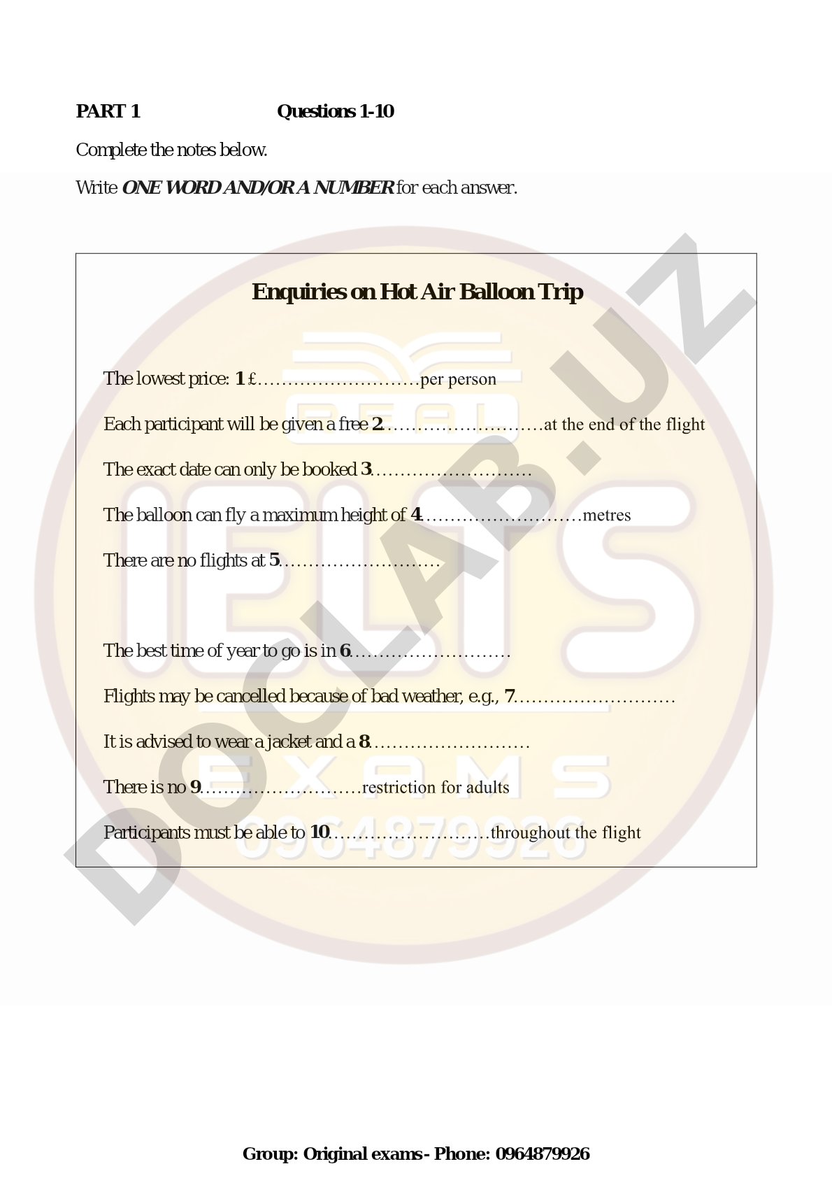 Enquiries on Hot Air Balloon Trip