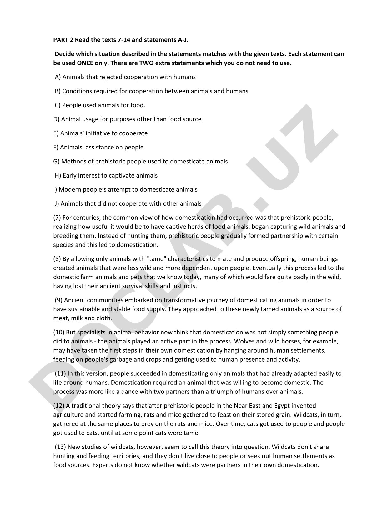 Domestication of animals: cooperation between humans and animals