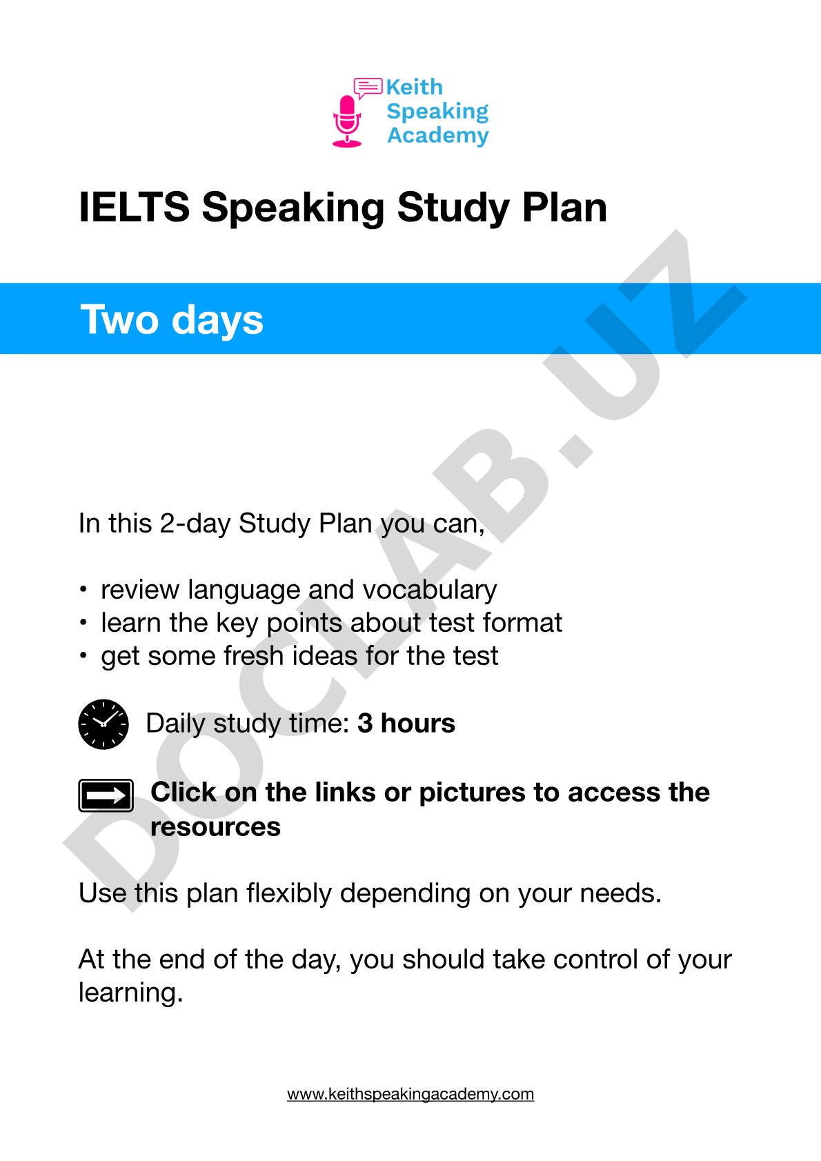 IELTS Speaking Study Plan