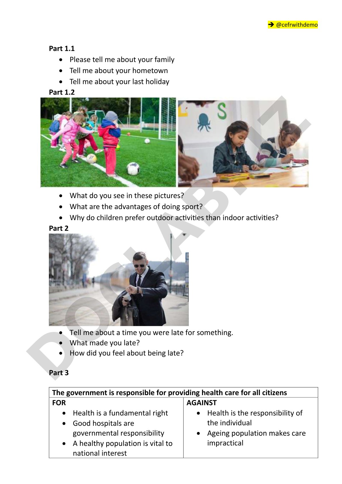IELTS Speaking Test Questions and Topics