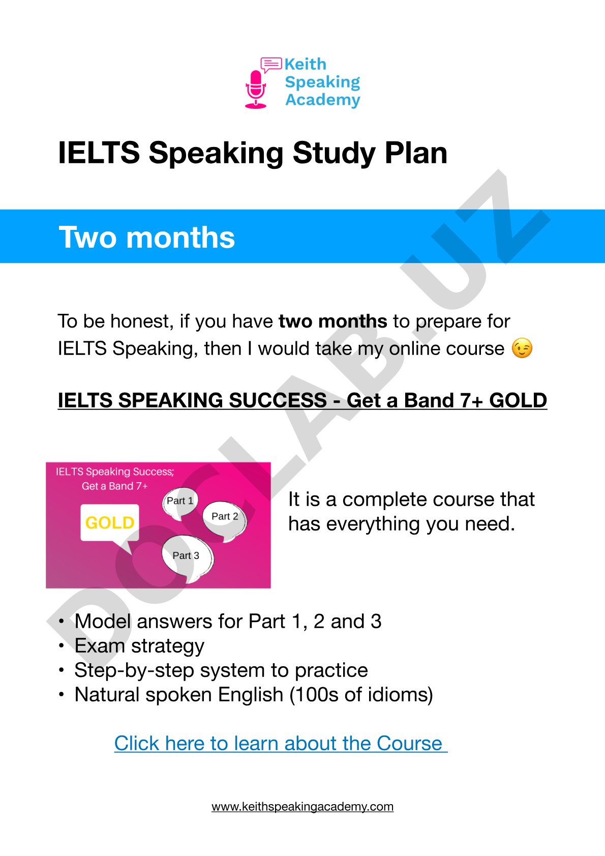 IELTS Speaking Study Plan