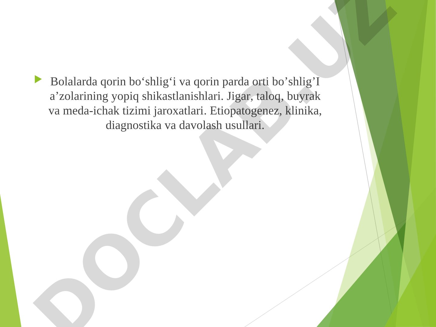 Bolalarda qorin bo‘shlig‘i va qorin parda orti bo‘shlig‘i a’zolarining yopiq shikastlanishlari