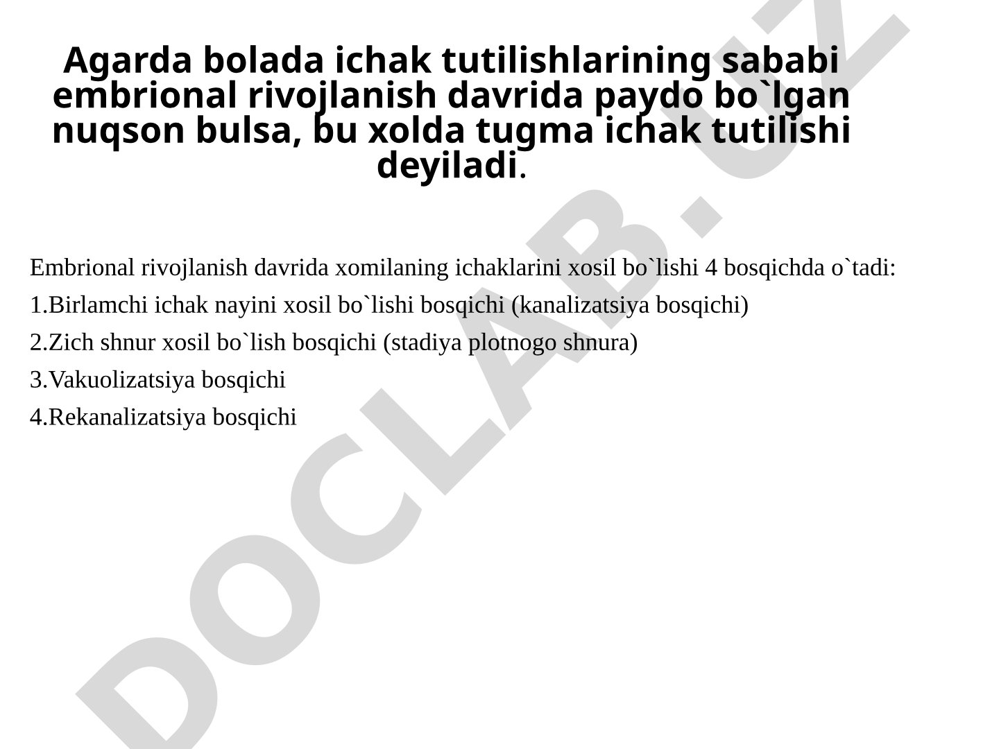 Tugma ichak tutilishining sabablari va tasnifi