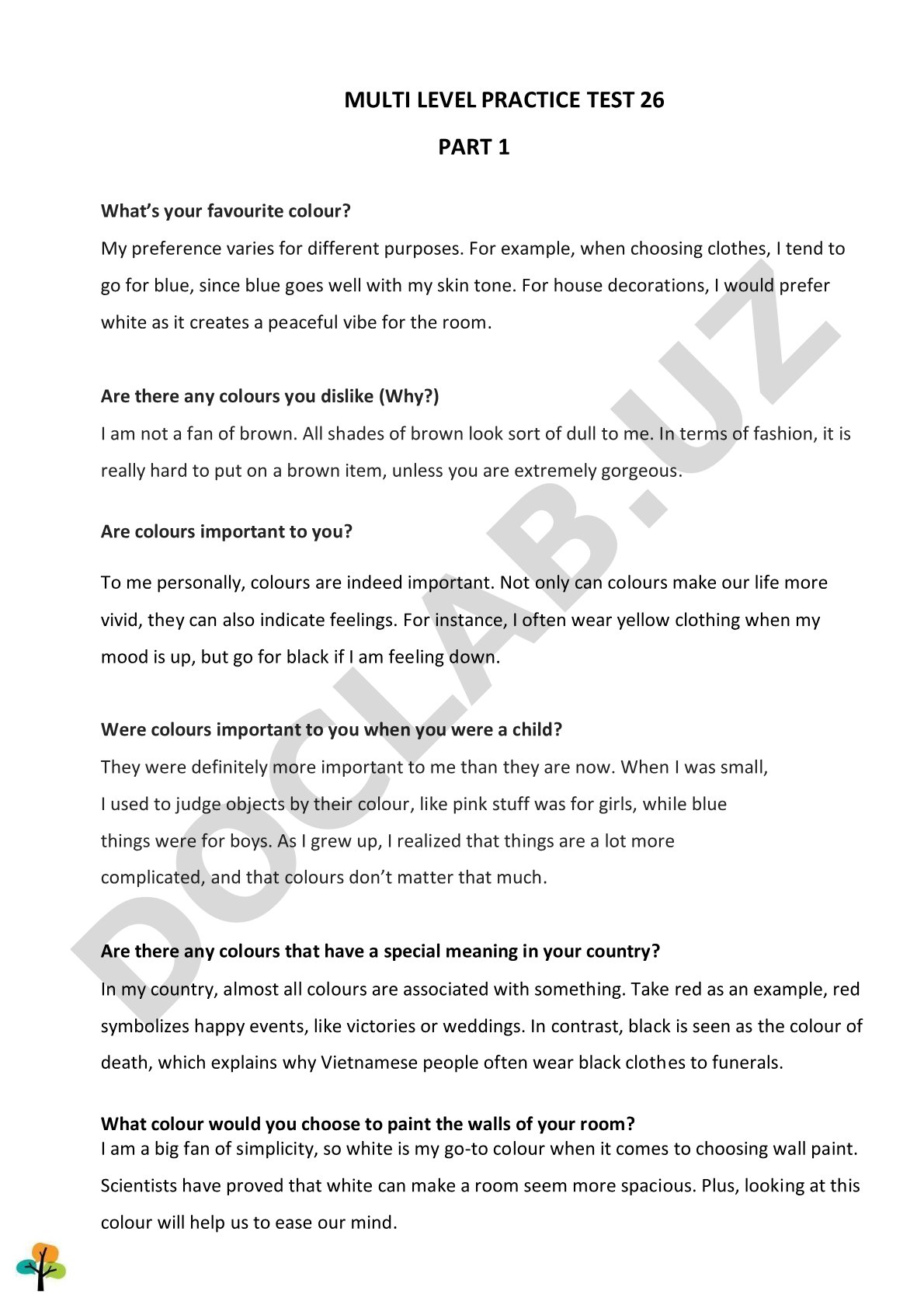 Multi Level Practice Test 26