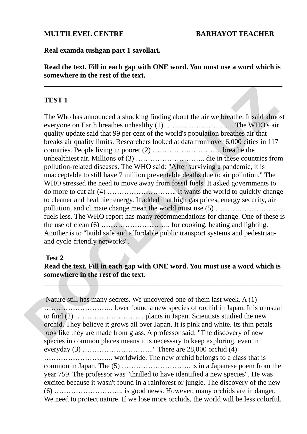 The Who air quality finding