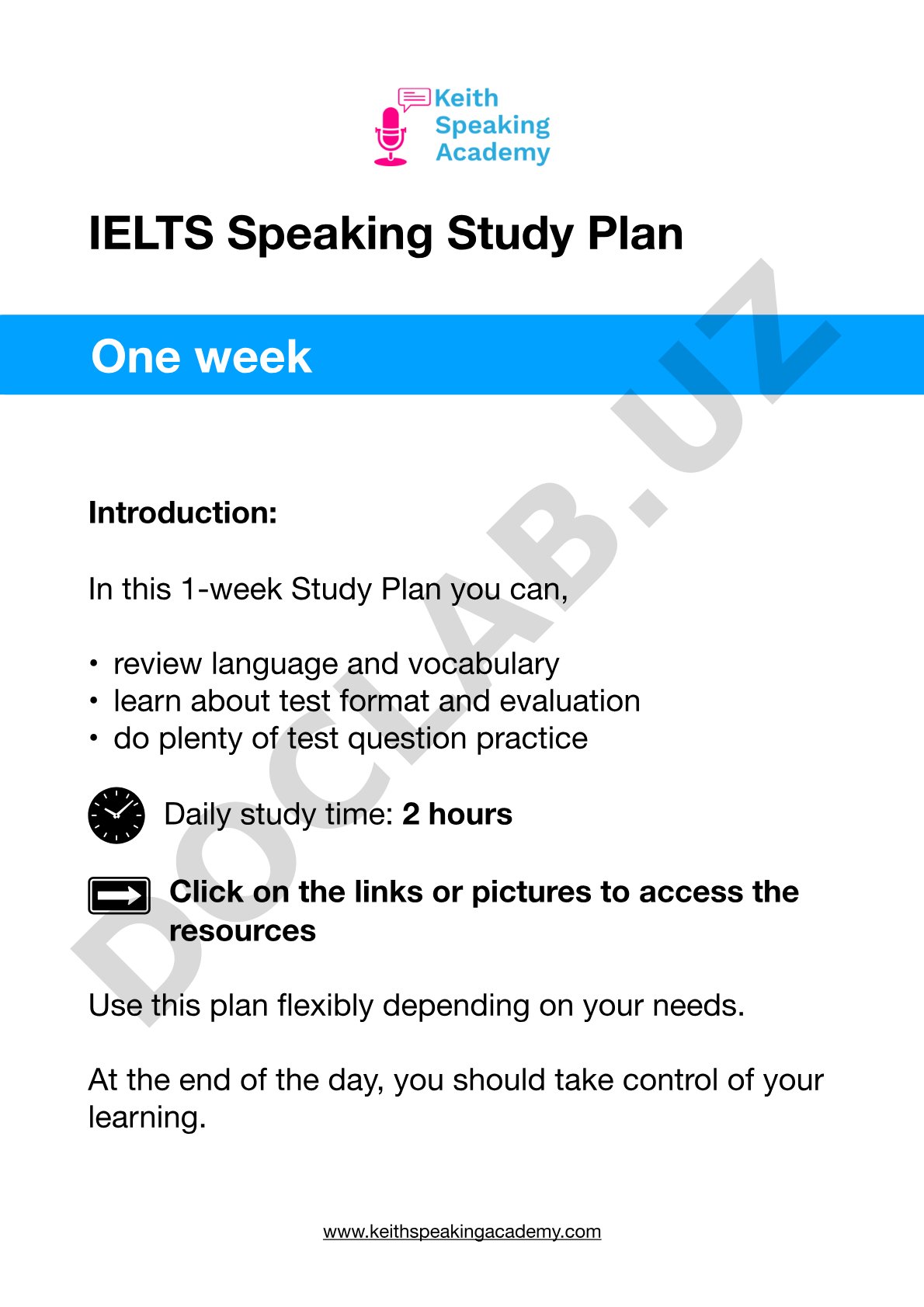 IELTS Speaking Study Plan