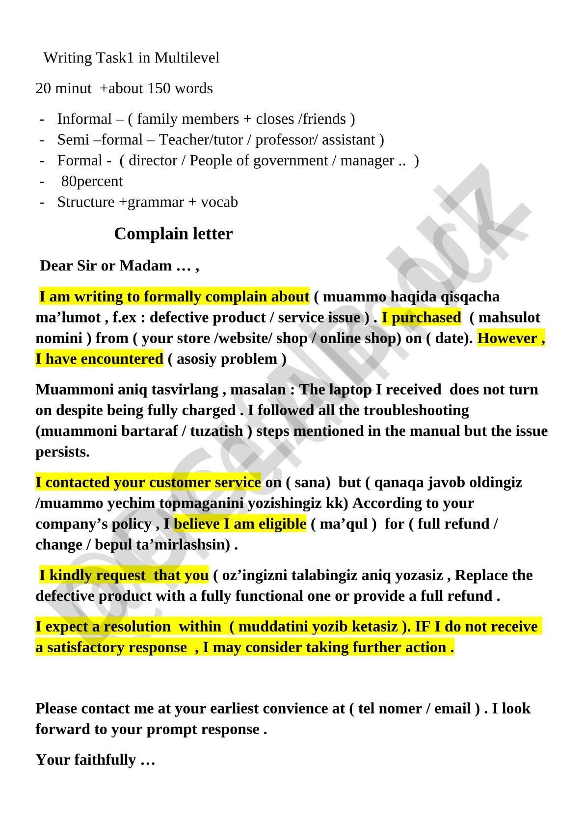 Complaint letter structure and tips
