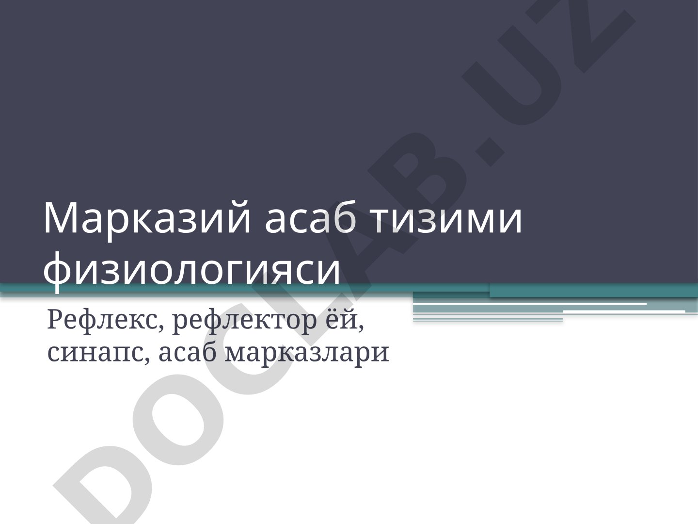 Марказий асаб тизими физиологияси: Рефлекс, рефлектор ёй, синапс, асаб марказлари