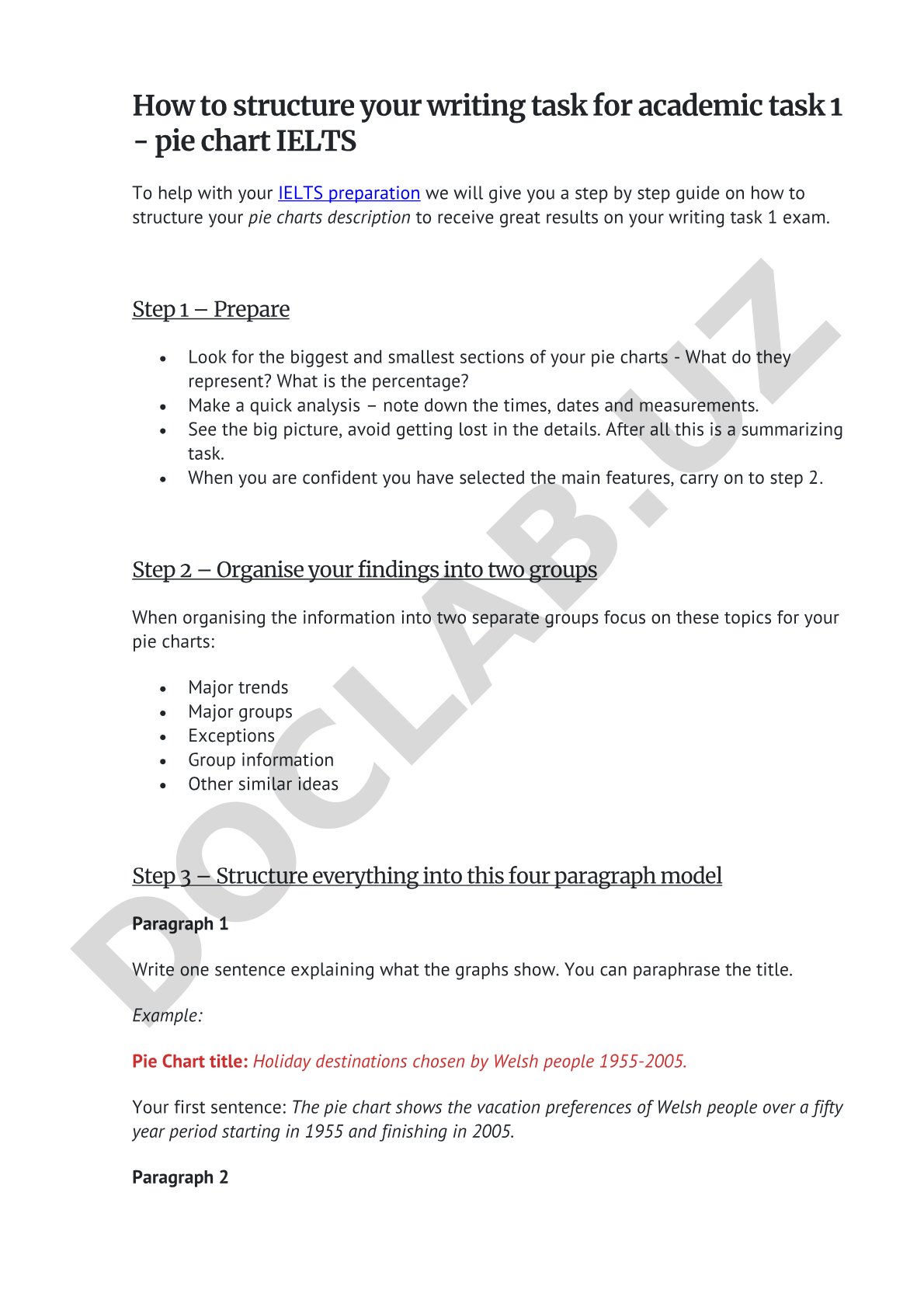 How to structure your writing task for academic task 1 - pie chart IELTS
