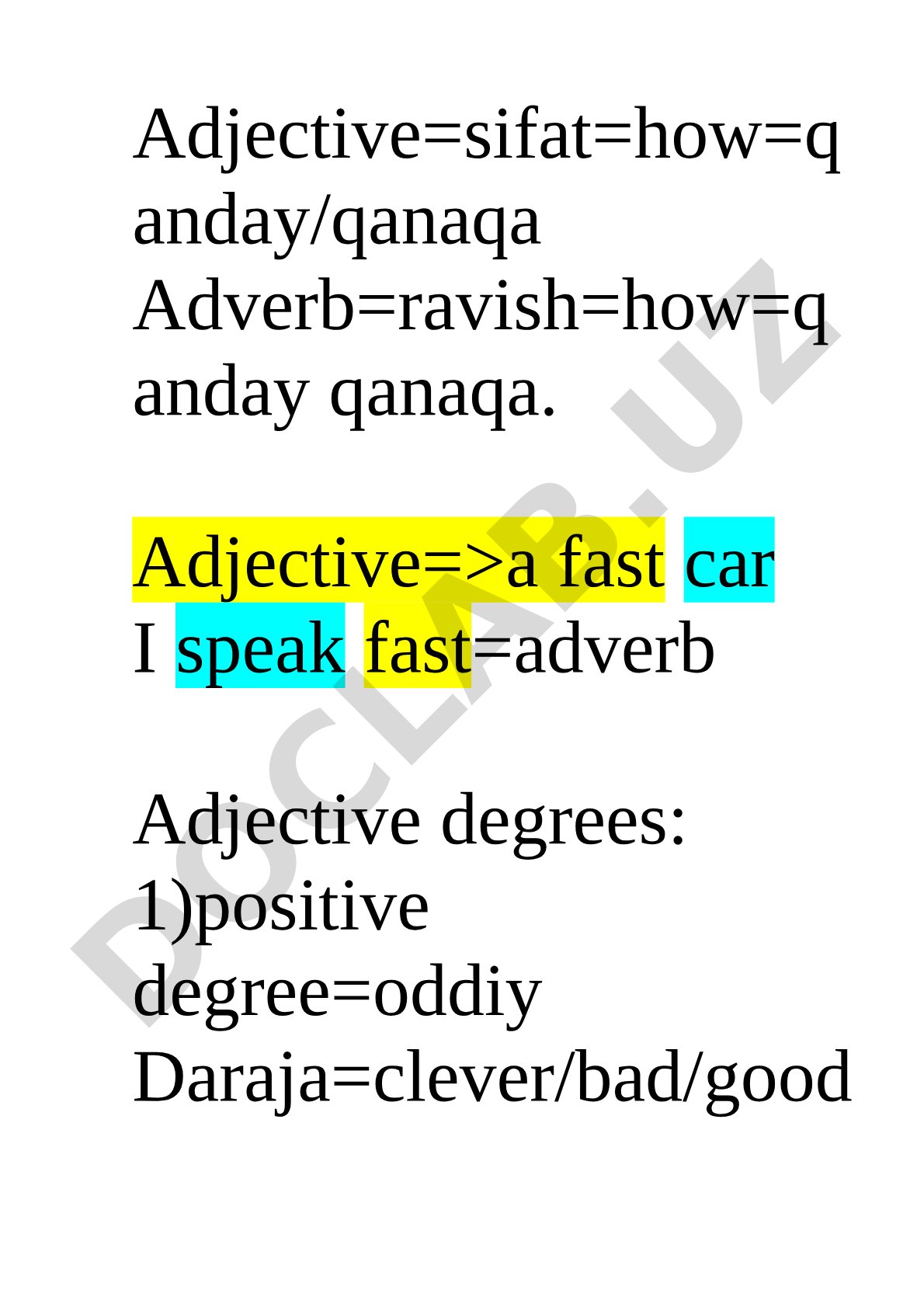 Adjective and Adverb Degrees in English