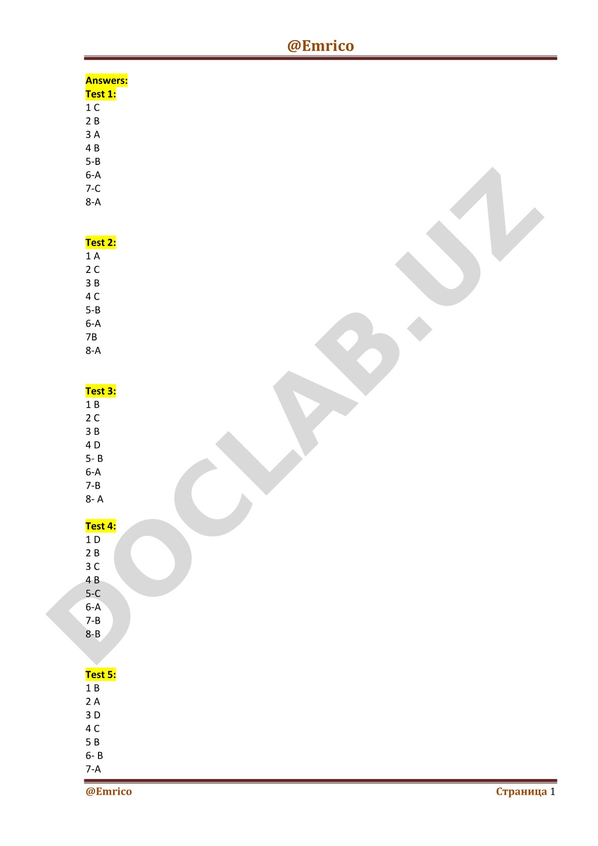 Test javoblari