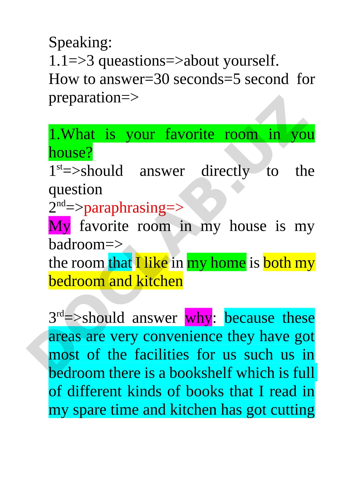Speaking about favorite room and TV watching