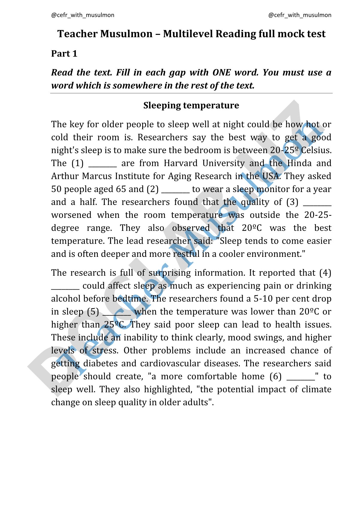 Sleeping temperature and its effect on sleep quality in older people