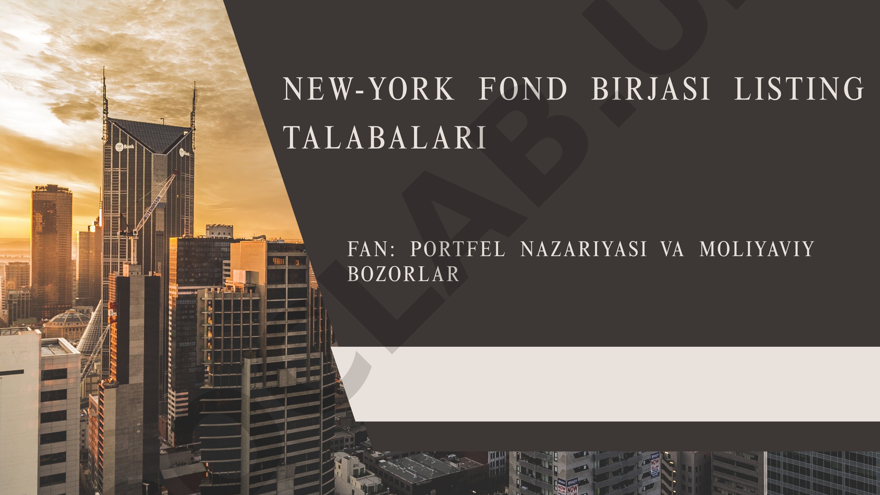 New-York Fond Birjasi Listing Talabalari