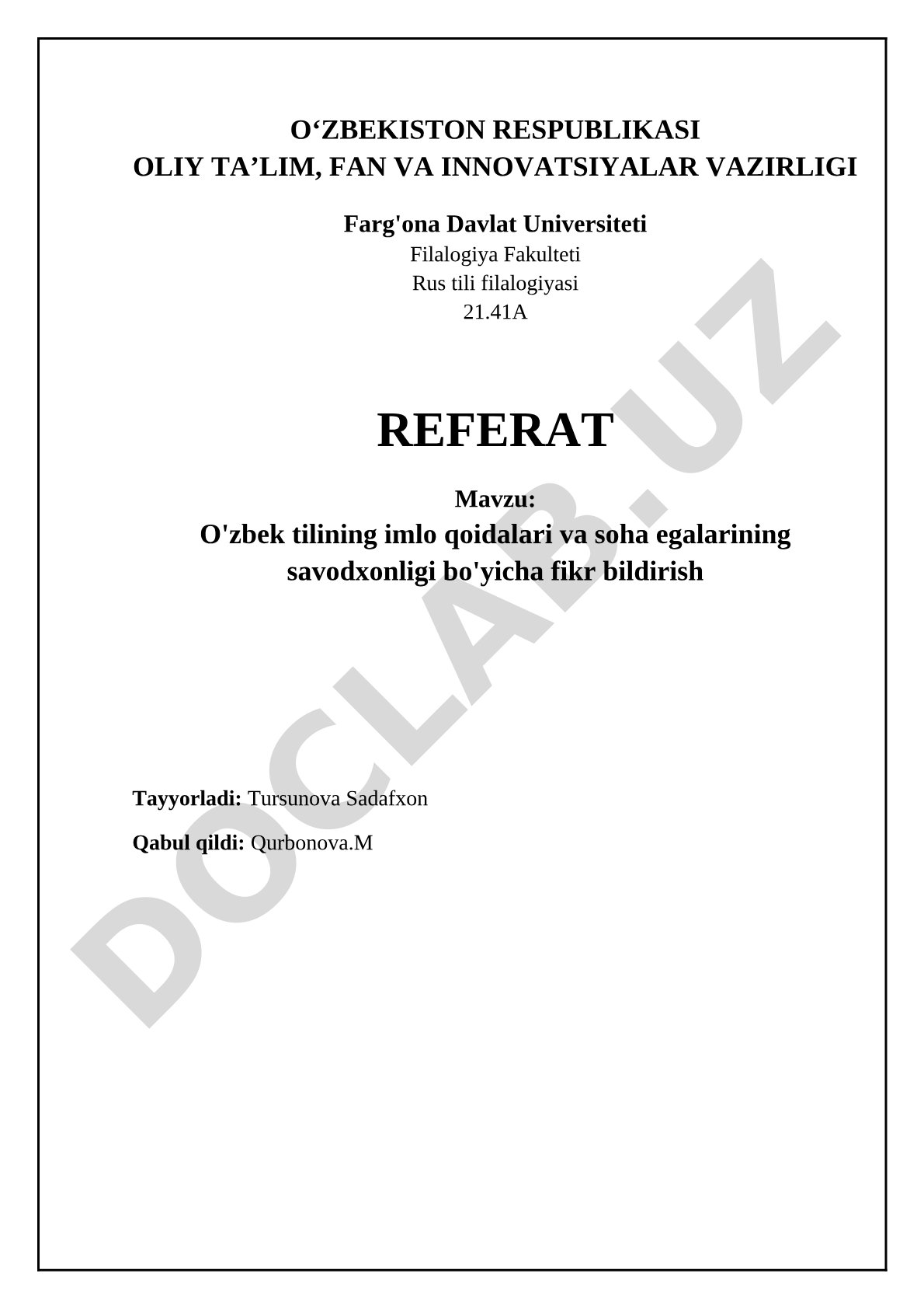 O'zbek tilining imlo qoidalari va soha egalarining savodxonligi bo'yicha fikr bildirish