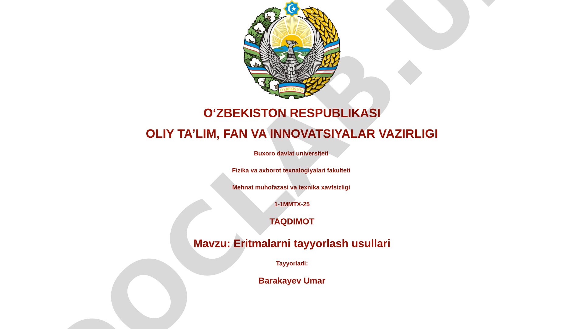 Eritmalarni tayyorlash usullari