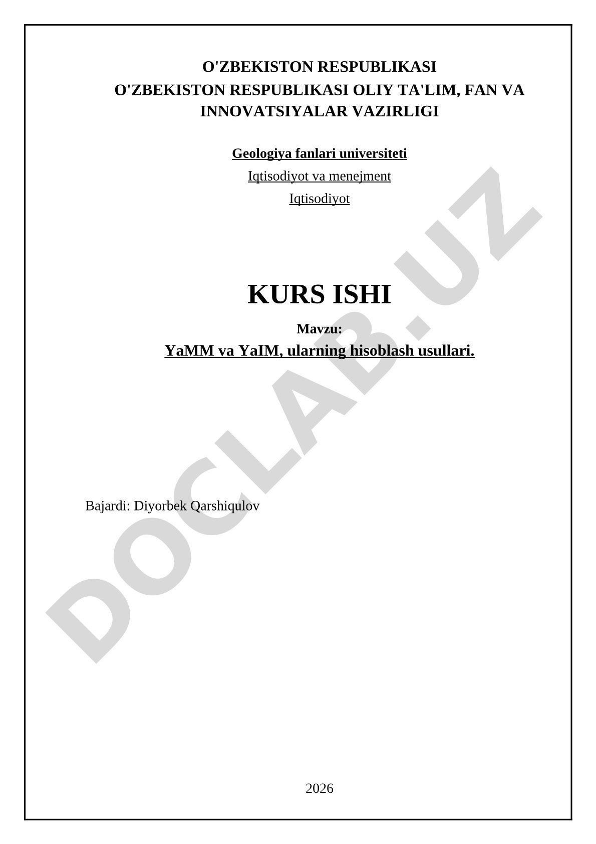 YaMM va YaIM, ularning hisoblash usullari