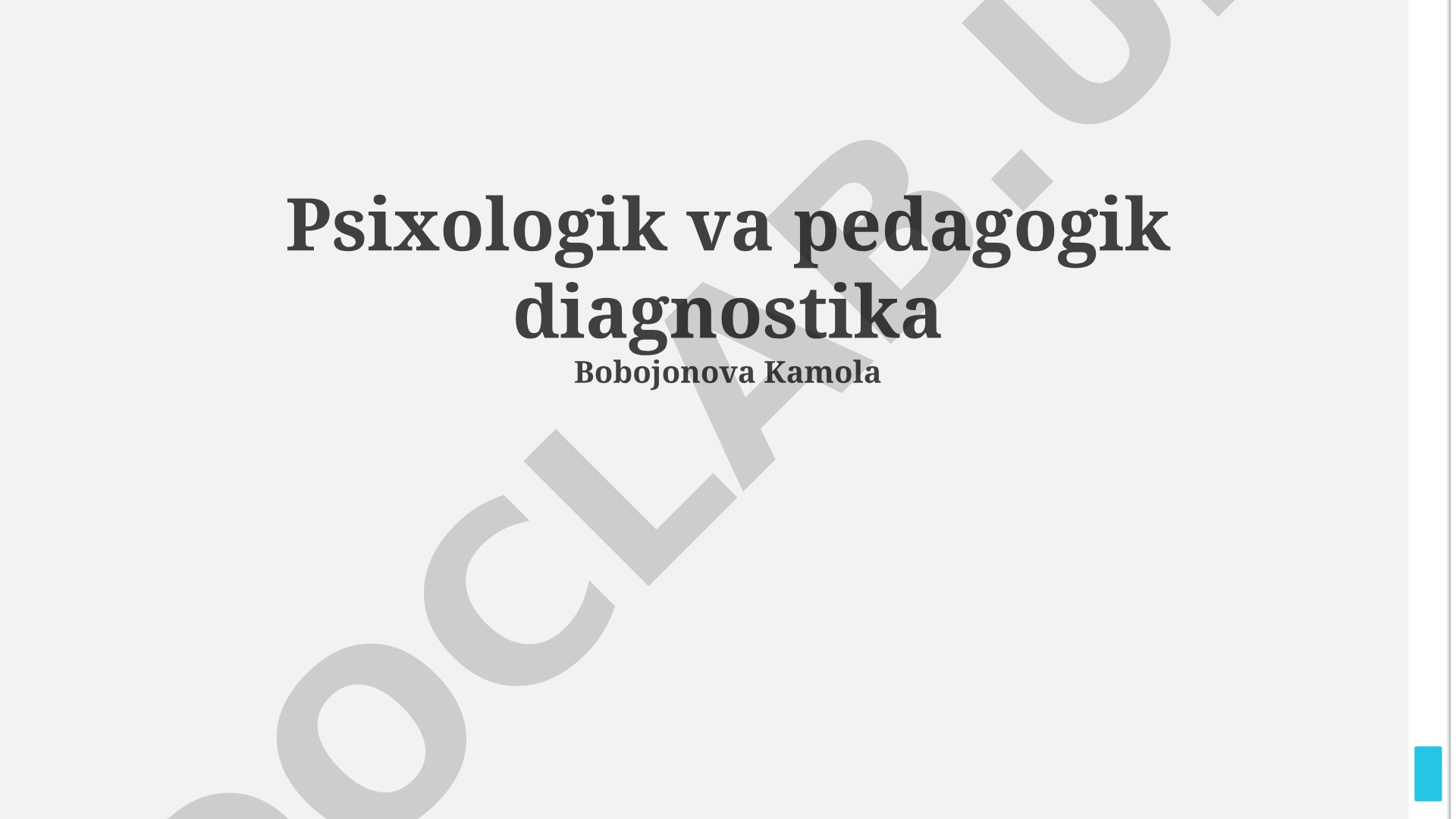 Psixologik va pedagogik diagnostika