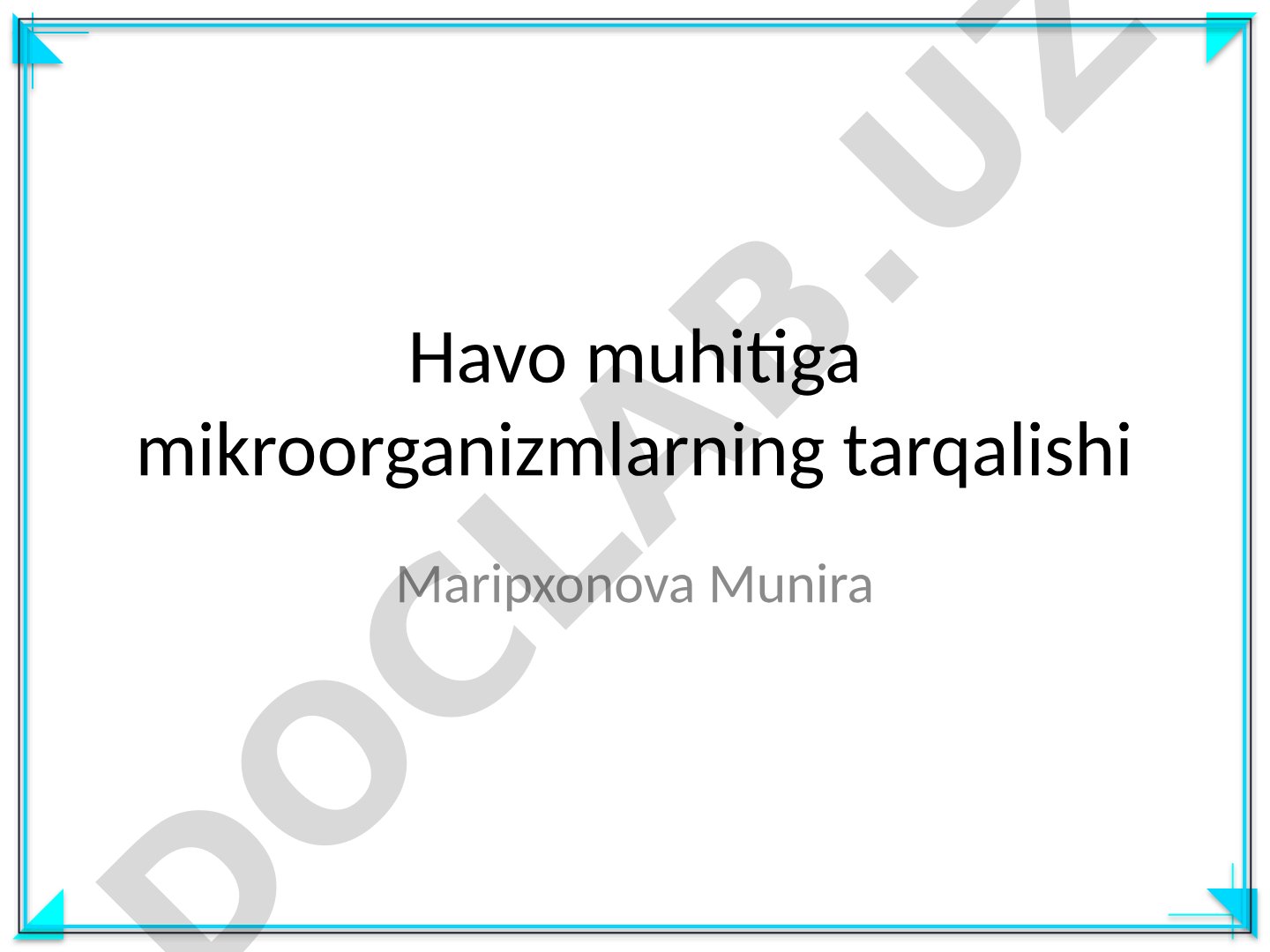 Havo muhitiga mikroorganizmlarning tarqalishi