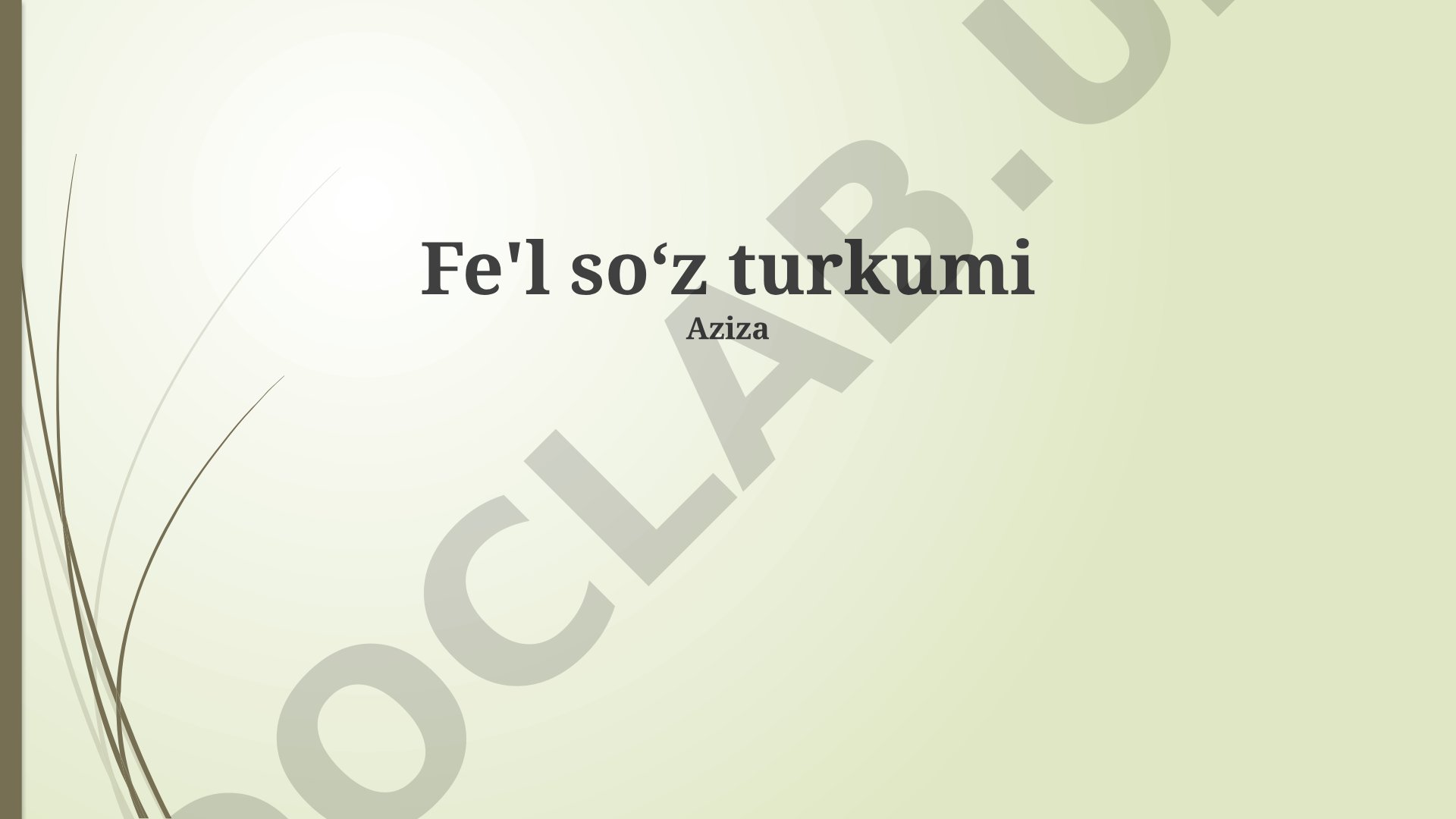 Fe'l so'z turkumi