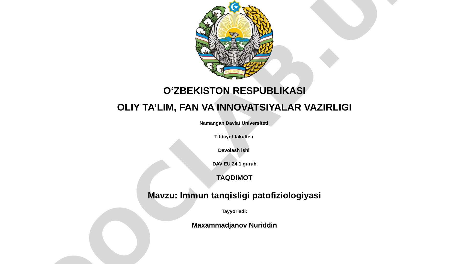 Immun tanqisligi patofiziologiyasi