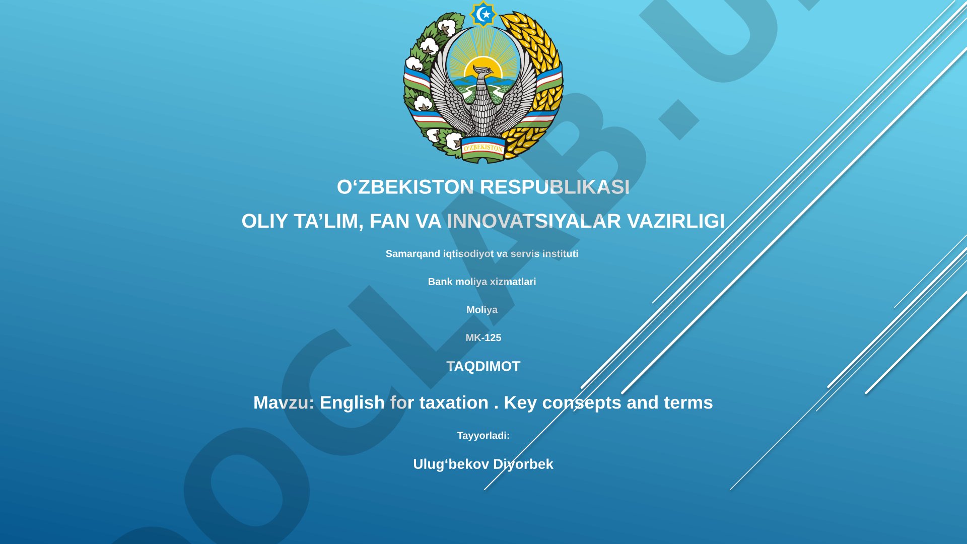 English for taxation: Key concepts and terms