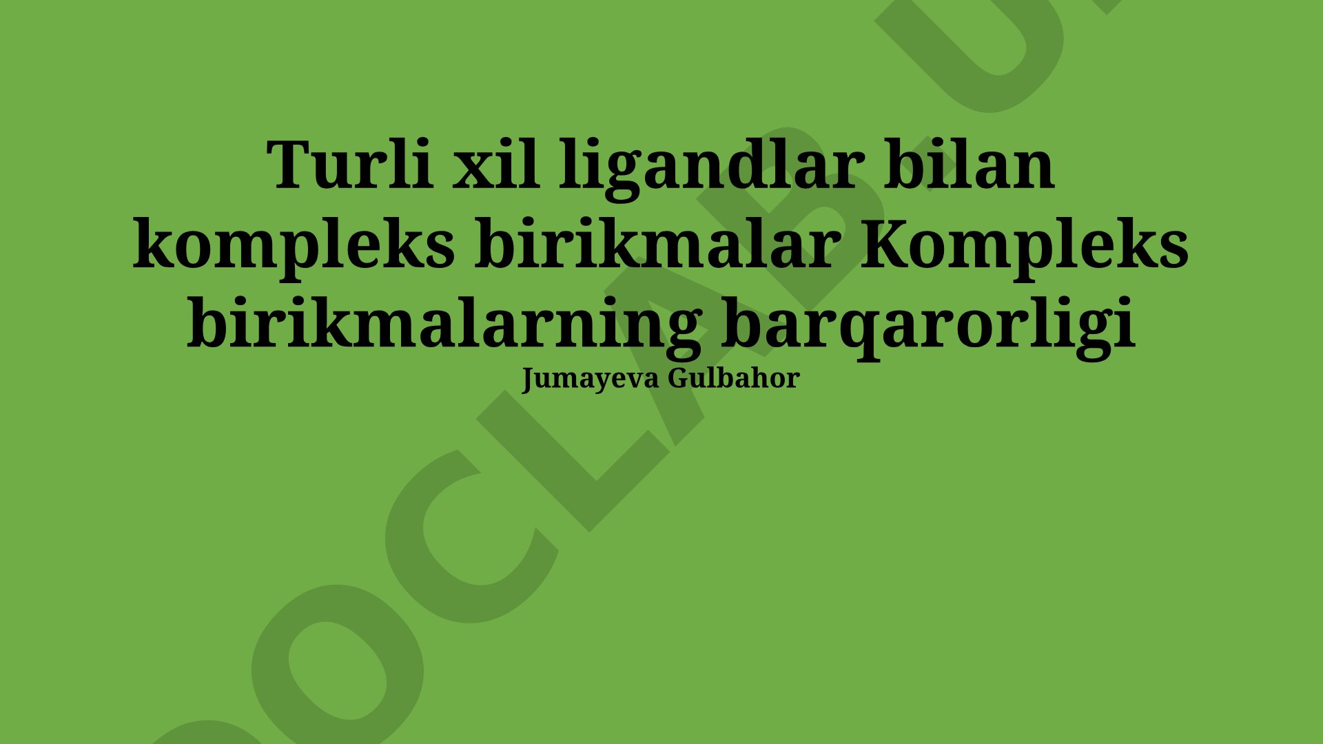 Turli xil ligandlar bilan kompleks birikmalar