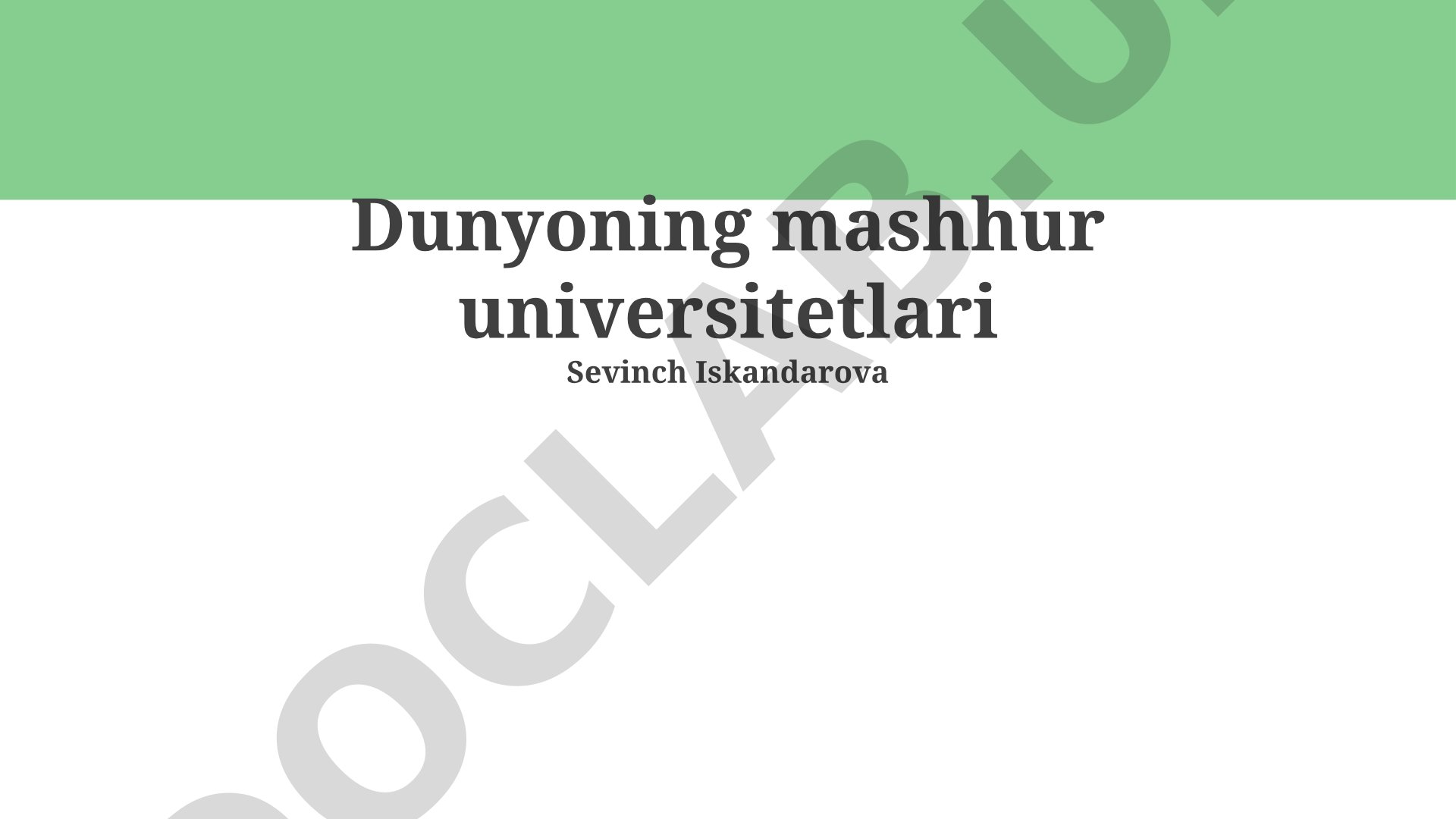Dunyoning mashhur universitetlari