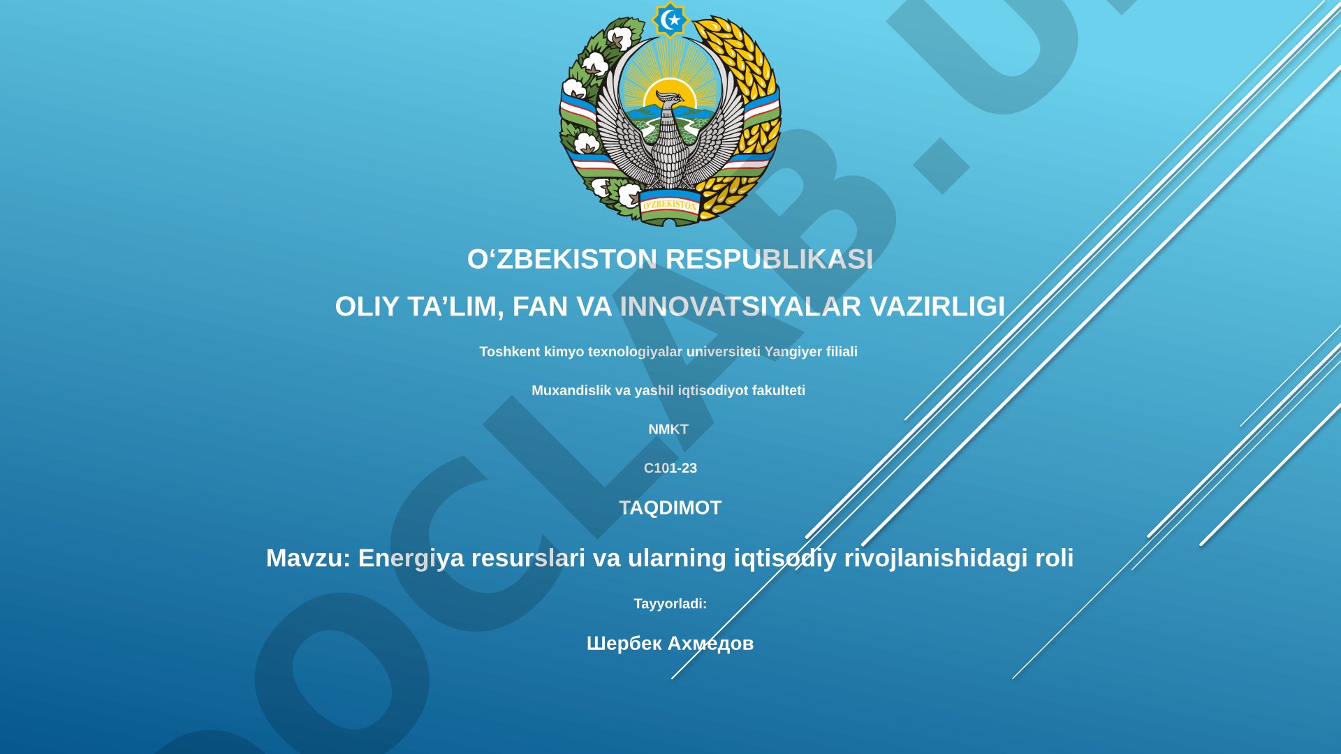Energiya resurslari va ularning iqtisodiy rivojlanishidagi roli