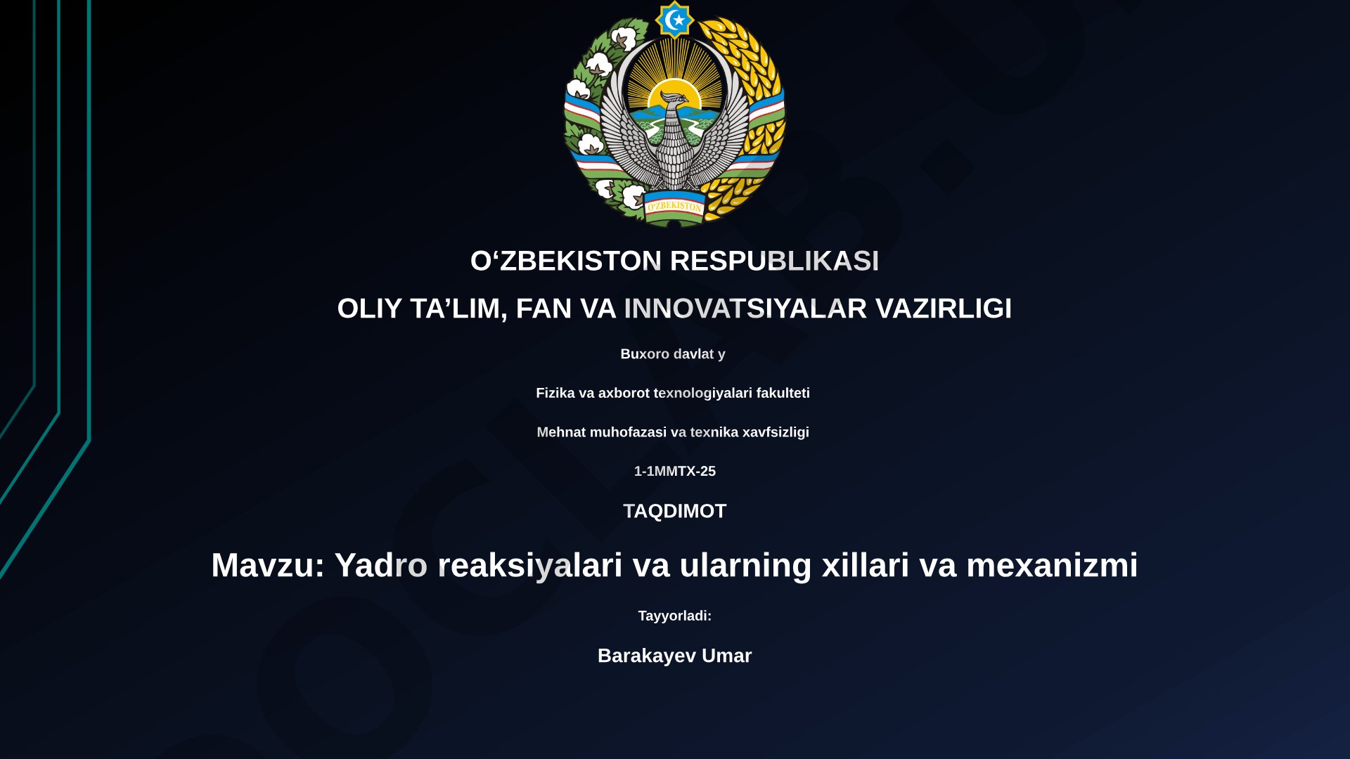 Yadro reaksiyalari va ularning xillari va mexanizmi
