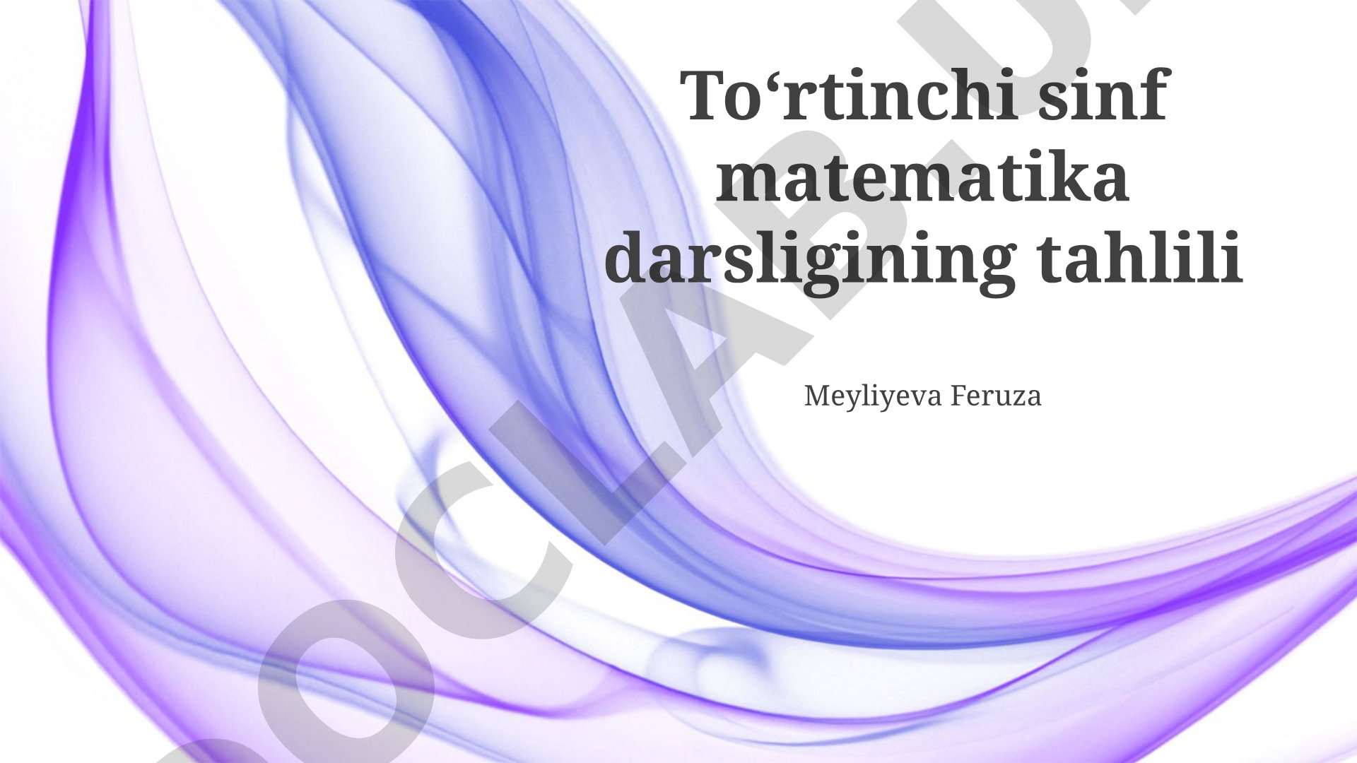 4-sinf matematika darsligining tahlili