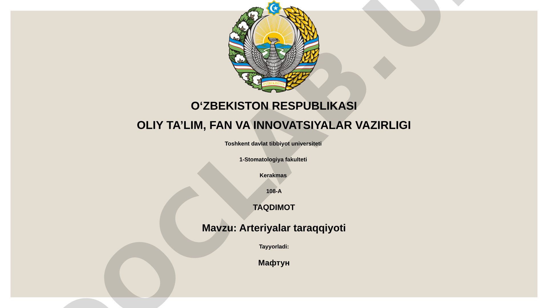 Arteriyalar taraqqiyoti