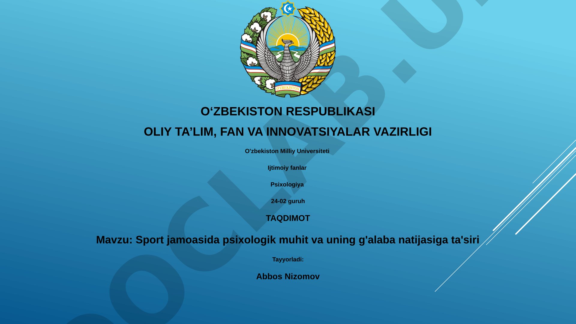 Sport jamoasida psixologik muhit va uning g'alaba natijasiga ta'siri