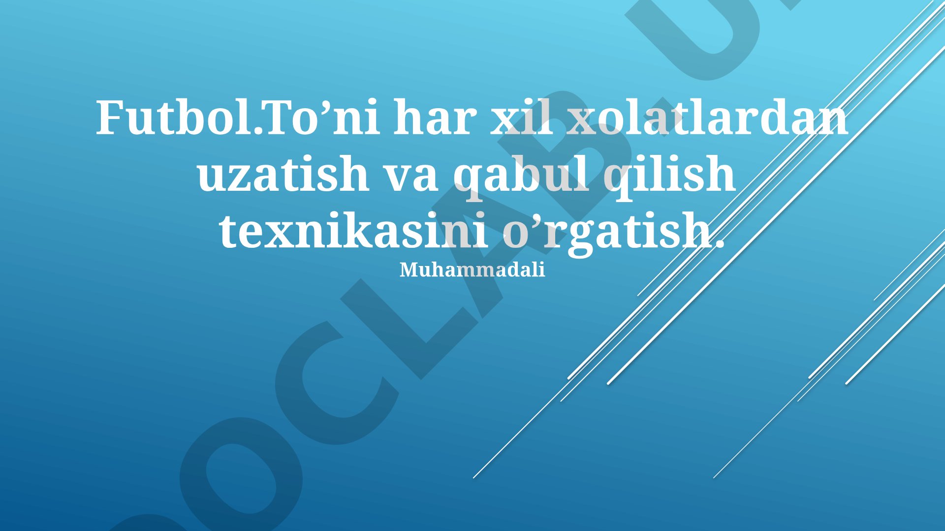 Futbol to'pini har xil holatlardan uzatish va qabul qilish texnikasini o'rgatish