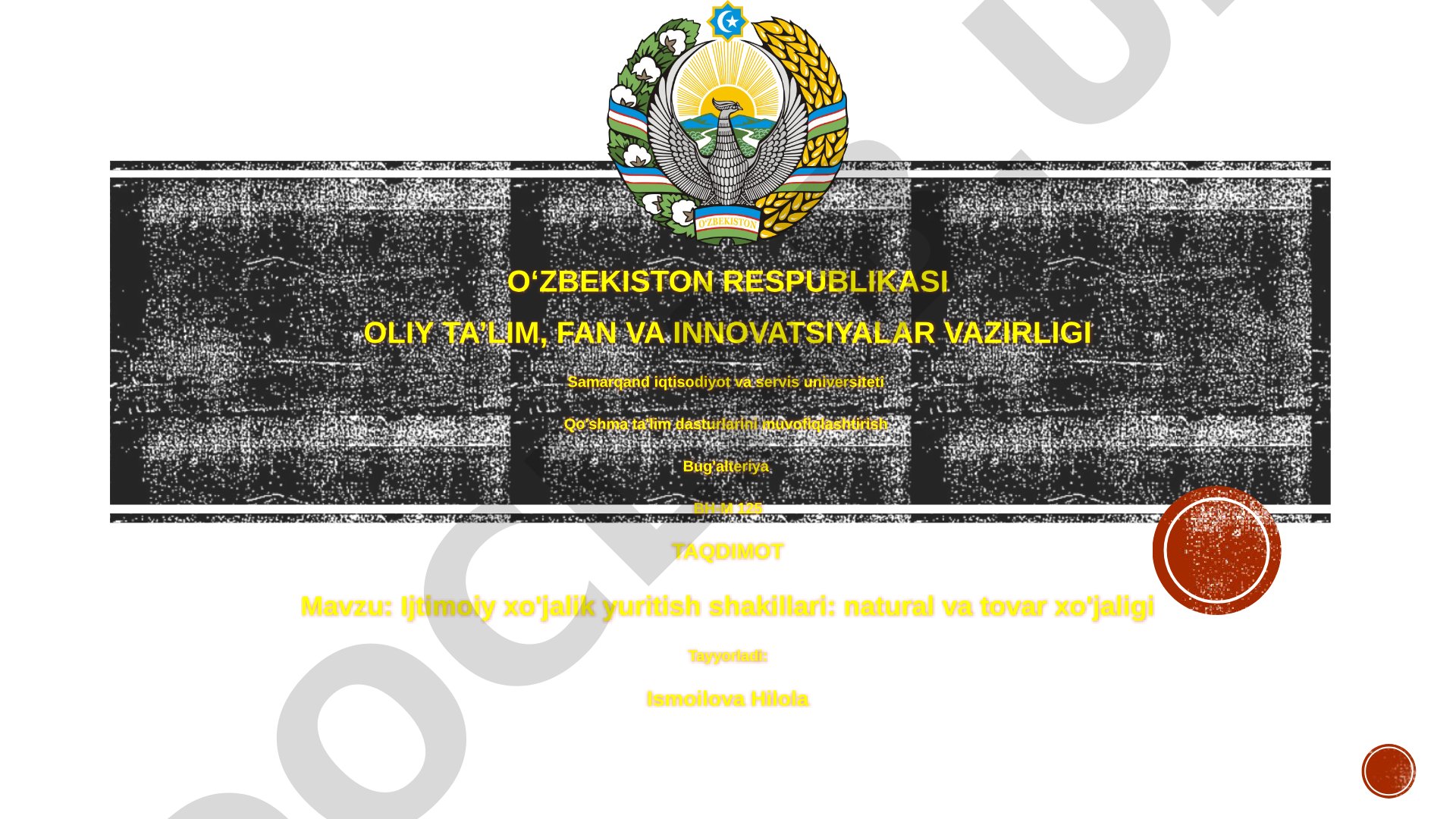Ijtimoiy xo'jalik yuritish shakillari: natural va tovar xo'jaligi