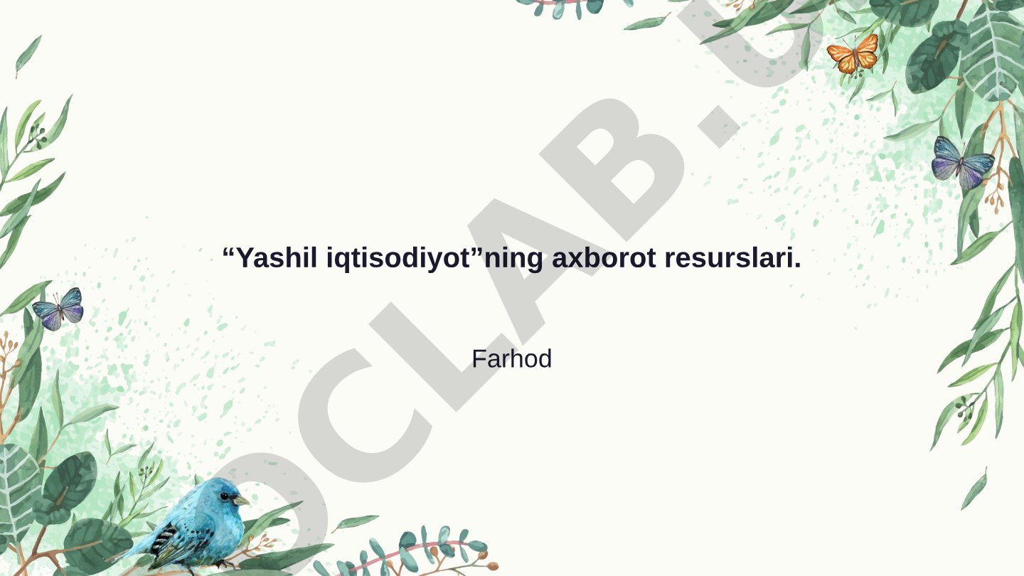 Yashil iqtisodiyotning axborot resurslari