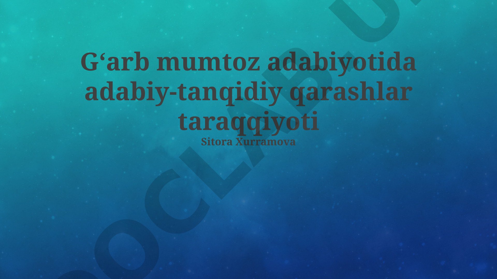 G'arb mumtoz adabiyotida adabiy-tanqidiy qarashlar taraqqiyoti